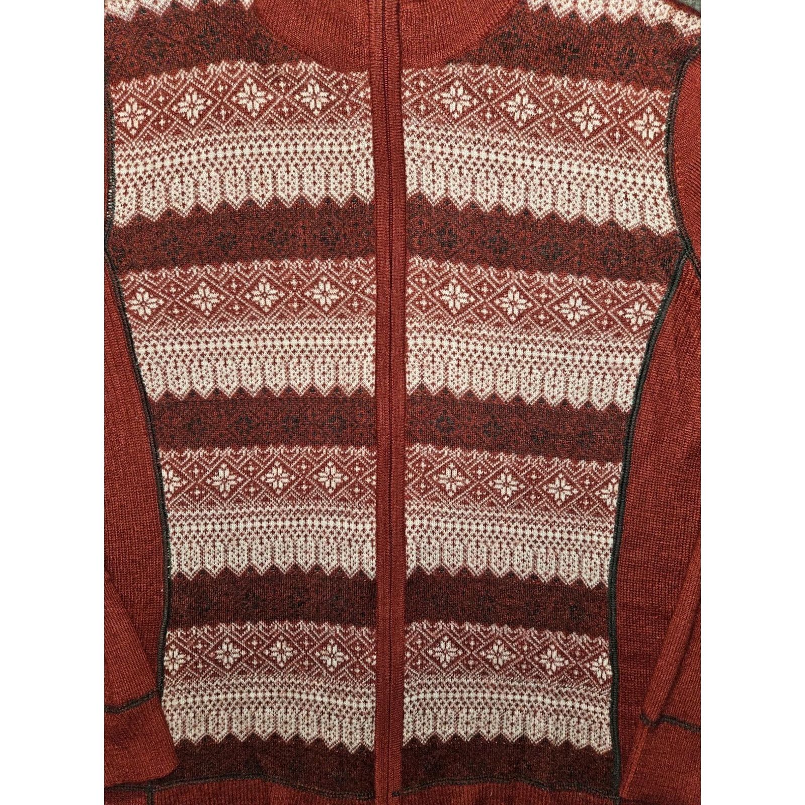 Eddie Bauer Eddie Bauer Full Zip Sweater Women's XL Red Fair Isle Wool Blend Classic Holiday Outdoor Ski Size XL / US 12-14 / IT 48-50 - 6 Thumbnail