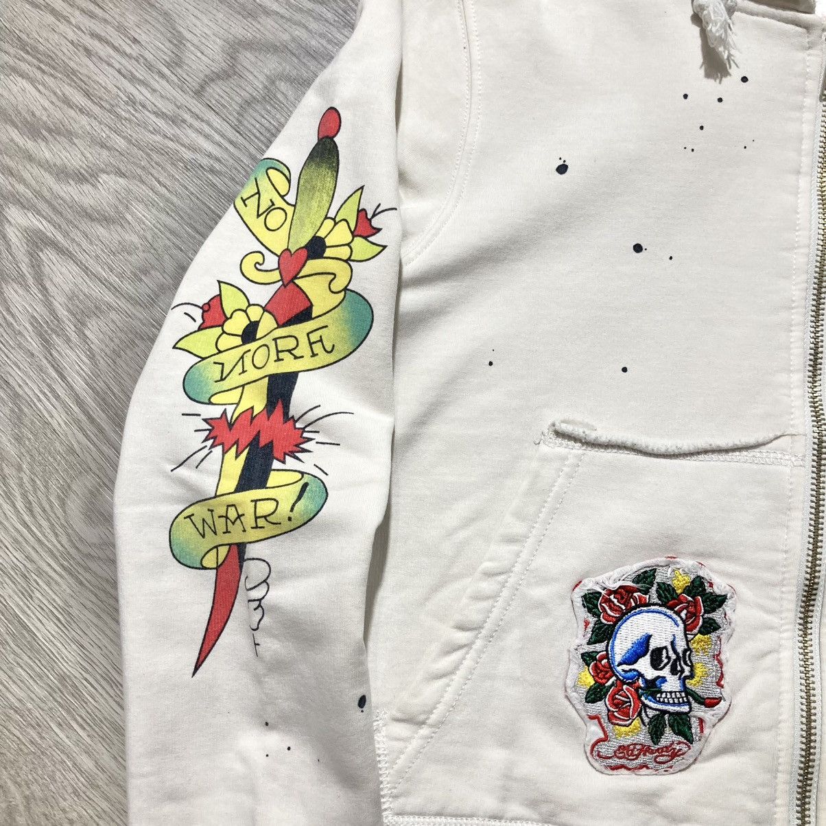 Ed Hardy Vintage Ed Hardy Skulls Tattoo “No More War” Ziphoodie Y2k Size US XS / EU 42 / 0 - 9 Thumbnail