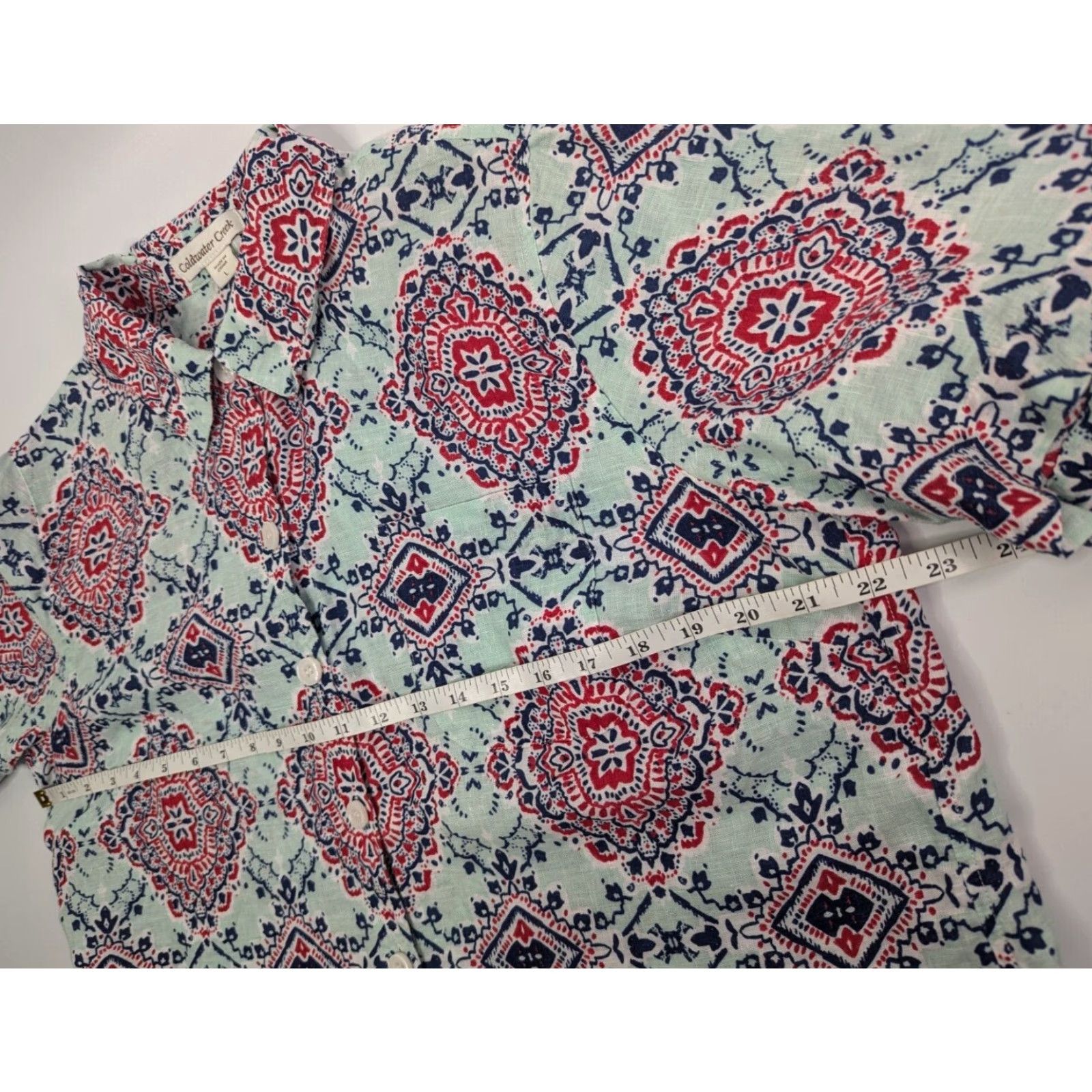 Coldwater Creek Coldwater Creek Blouse Women L Multicolor Linen Button Boho Artsy Floral Spring Summer Size L / US 10 / IT 46 - 4 Thumbnail