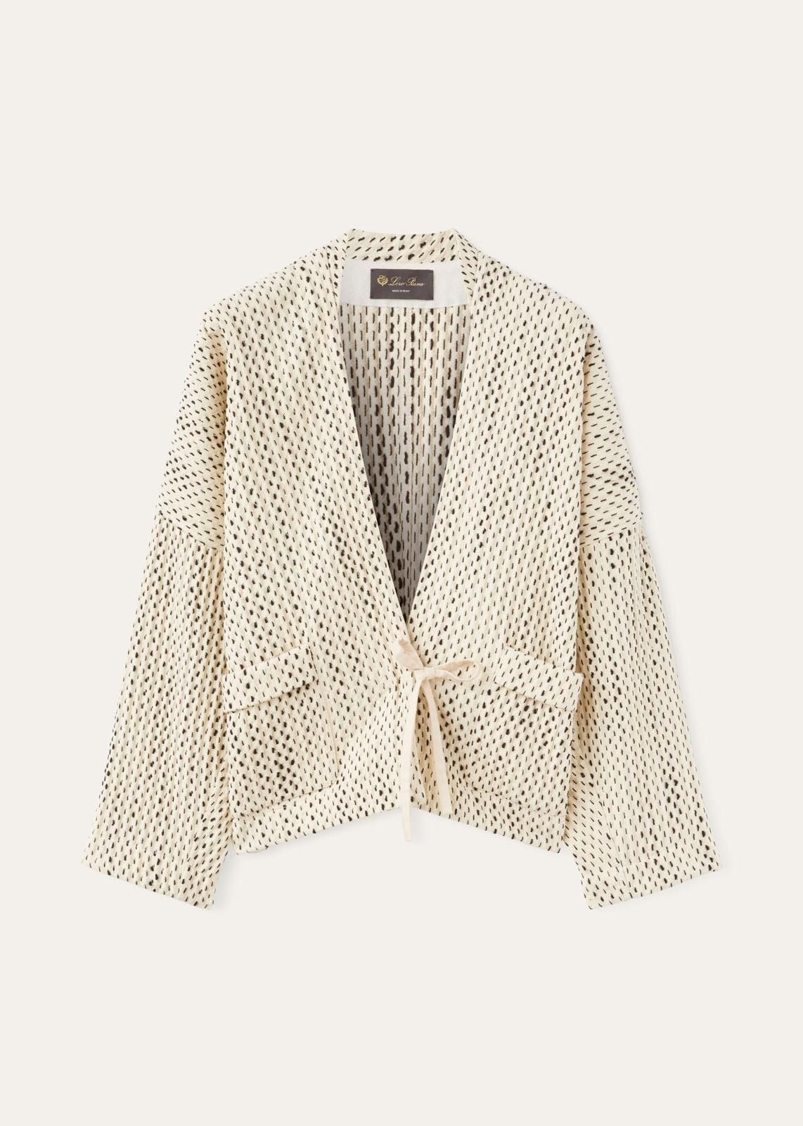 Loro Piana o1srvl11e0725 FAN6863 Collarless Jacket in Cream/Black Size XS / US 0-2 / IT 36-38 - 1 Thumbnail