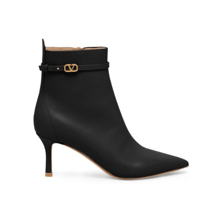 image of Valentino Garavani Os11X0124 Vlogo Leather Ankle Boots In Black, Women's (Size 7)