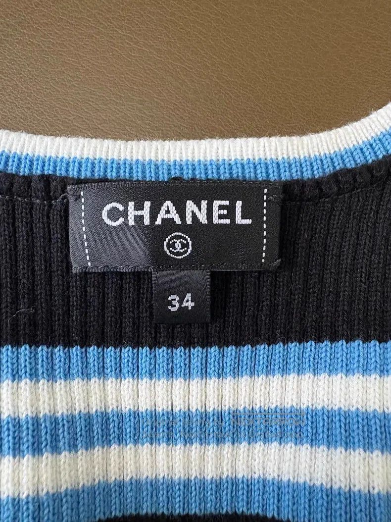 Chanel Chanel 24A black blue and white striped knitted vest Size XXS / US 00 / IT 34 - 7 Thumbnail