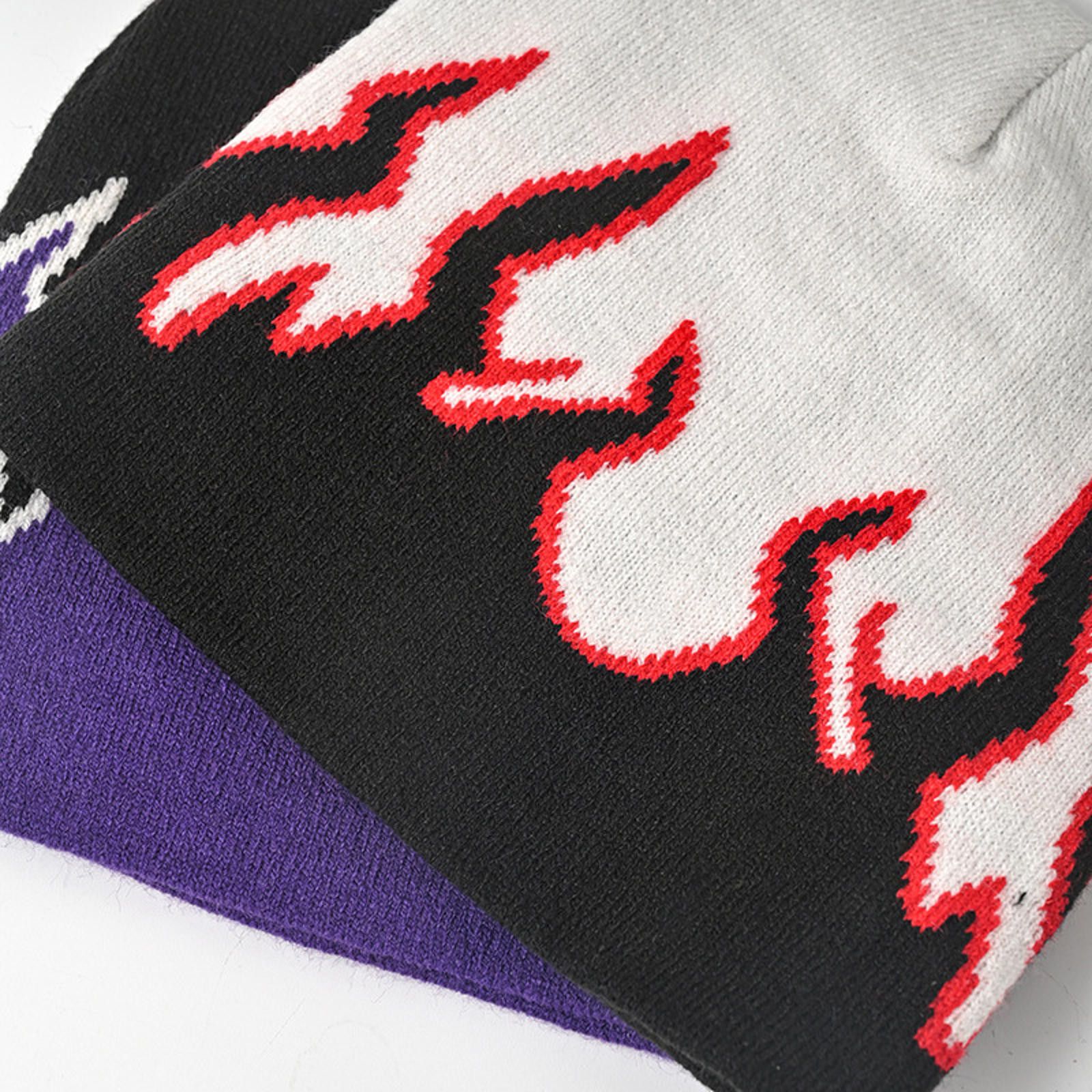 Japanese Brand Flame Graphic Beanie Hat Size ONE SIZE - 6 Thumbnail