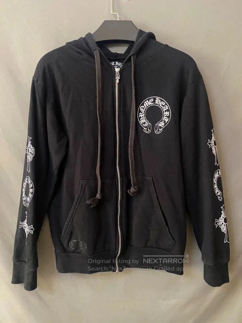 Chrome Hearts Chrome Hearts Black Zip Hoodie with White Prints. Size US M / EU 48-50 / 2 - 2 Thumbnail