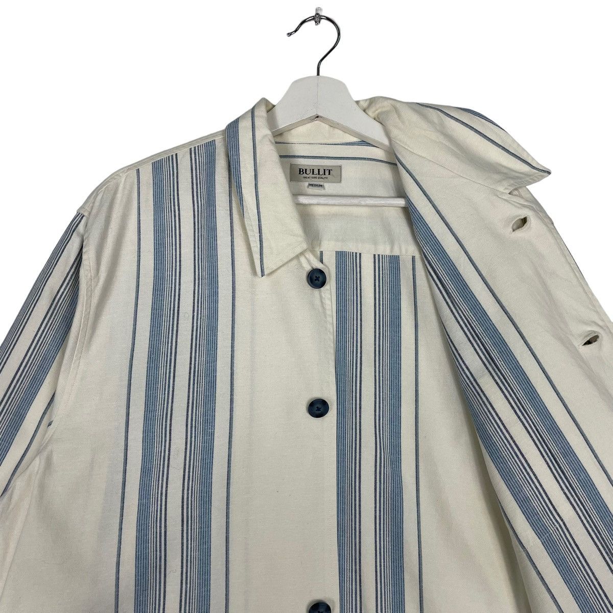 Issey Miyake × Japanese Brand × Vintage 💥80s BULLIT JAPAN BUTTON STRIPE CHORE JACKET Size US M / EU 48-50 / 2 - 10 Thumbnail