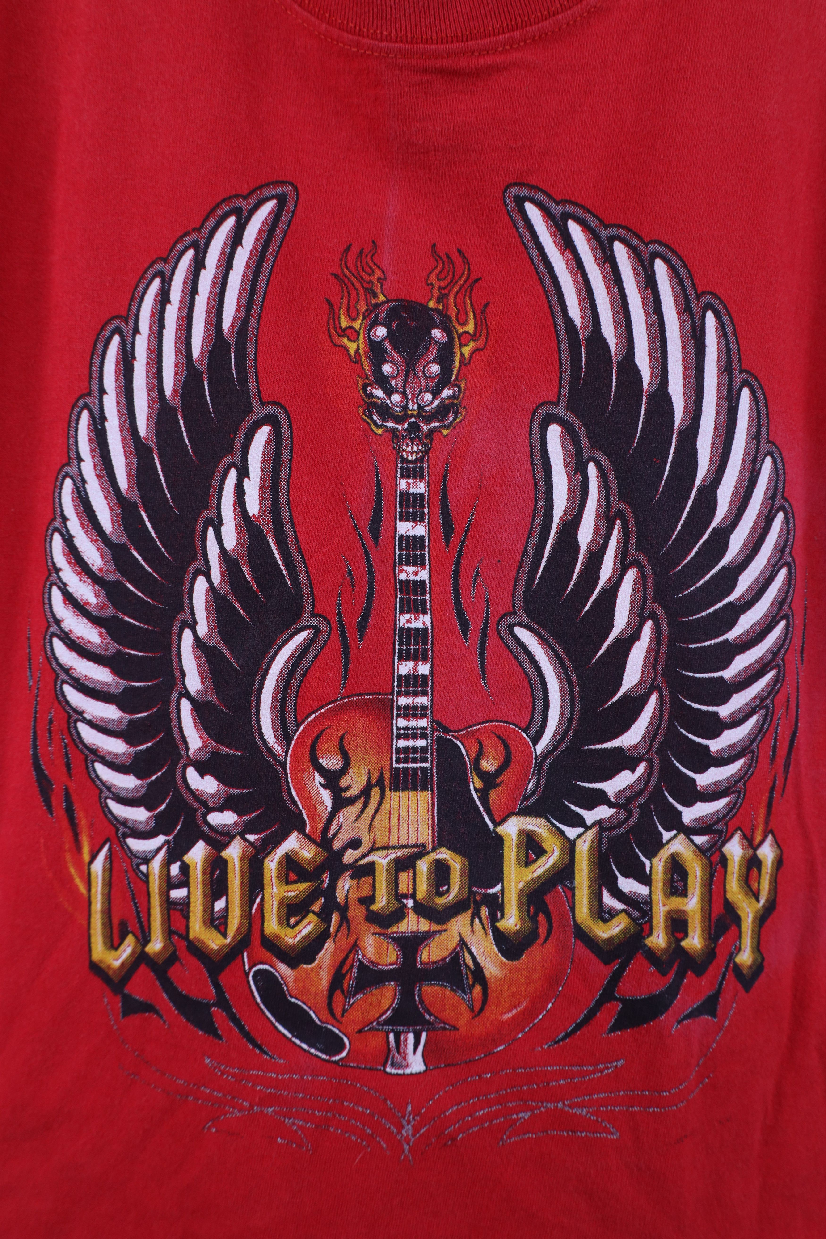 Vintage Vintage Y2K Streetwear Play Guitar Band Skull Fire T-Shirt Size US M / EU 48-50 / 2 - 4 Thumbnail