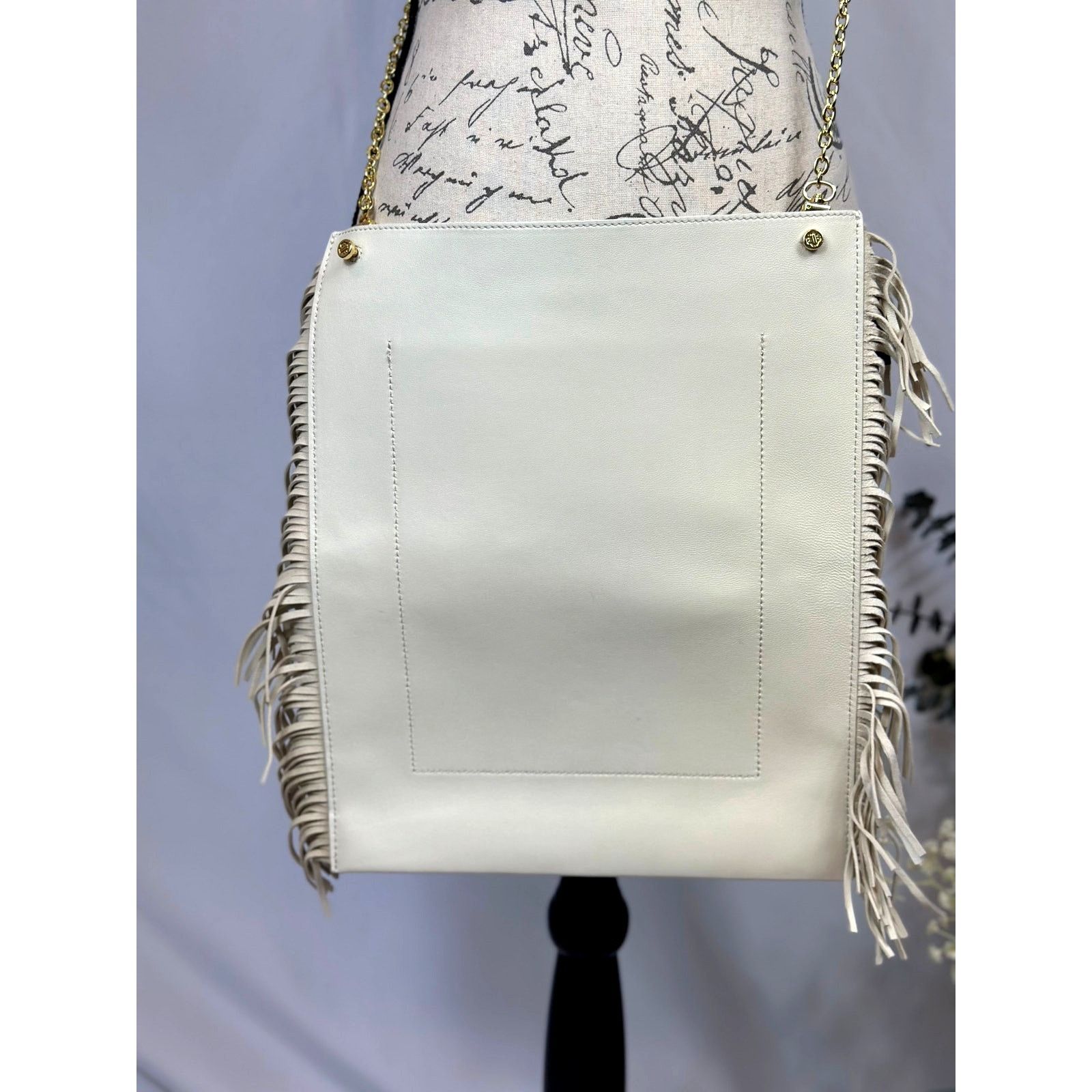 Maje Maje Clover Fringed Leather Bag Vanilla Ecru 14.5" x 12" Size ONE SIZE - 10 Thumbnail