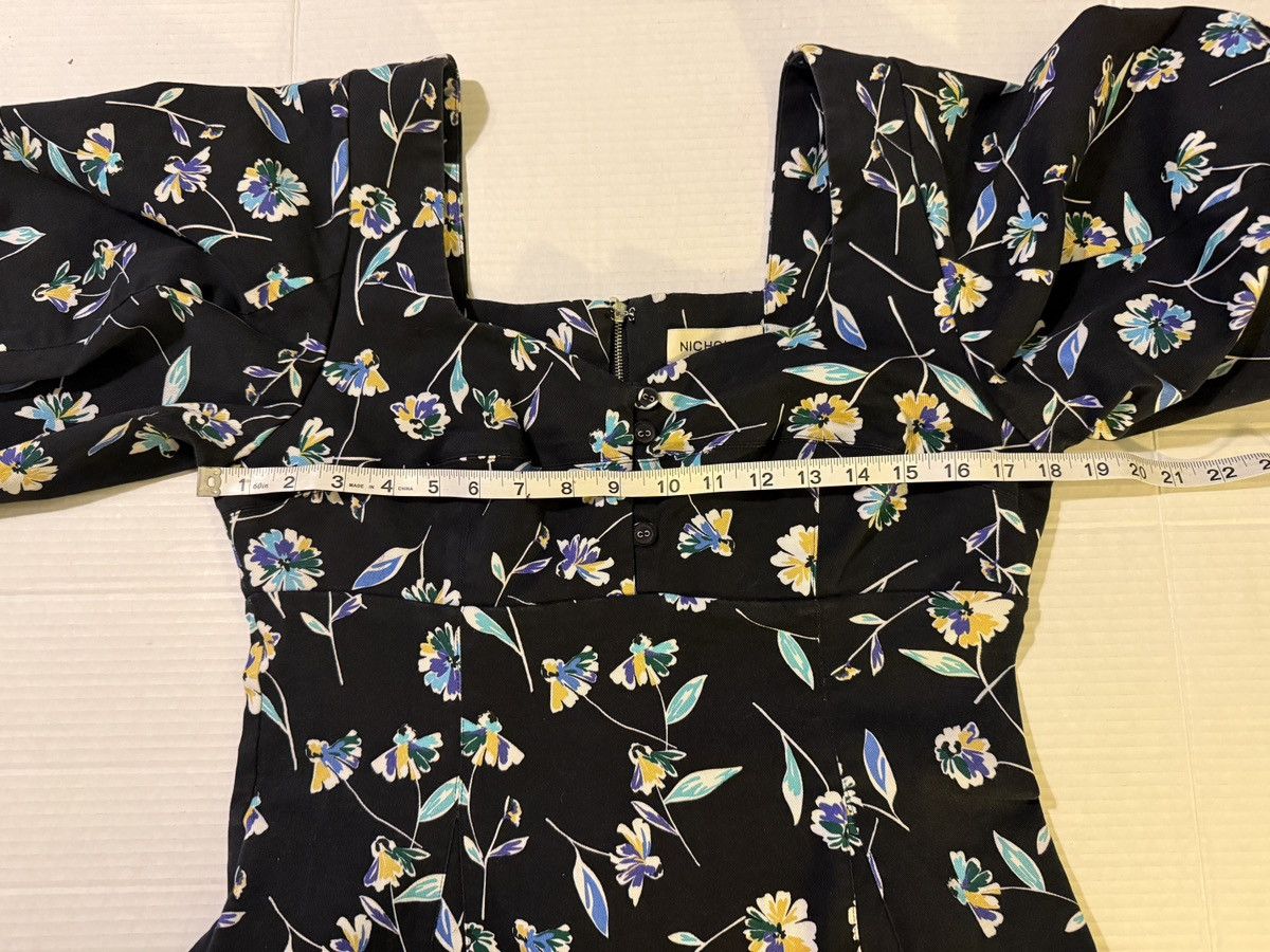 NICHOLAS NICHOLAS Lydia Black Floral Print Mini Short Puff Sleeves Size L / US 10 / IT 46 - 10 Thumbnail