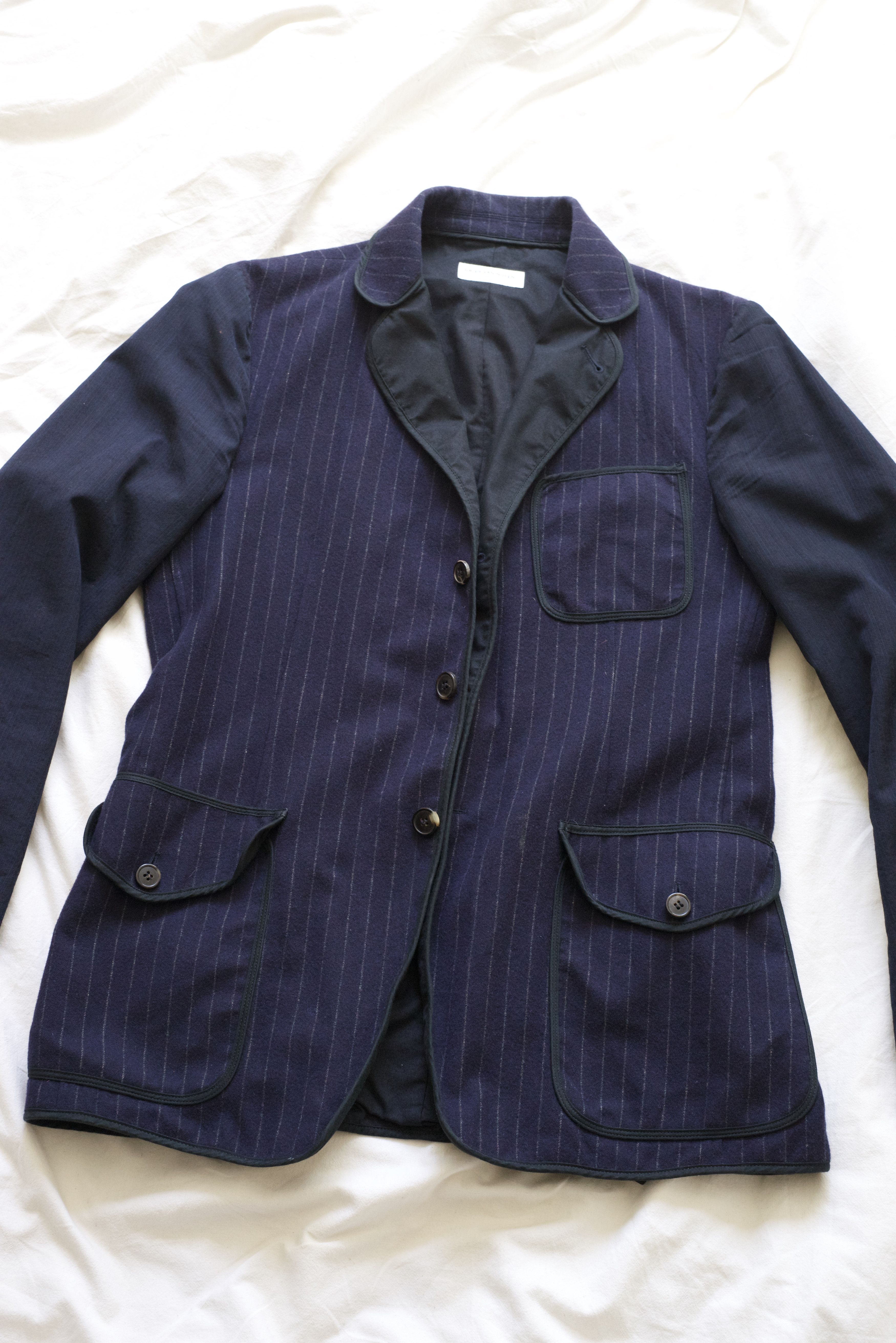 Dries Van Noten DRIES VAN NOTEN — Navy Pinstripe Wool Blazer Size US M / EU 48-50 / 2 - 1 Thumbnail