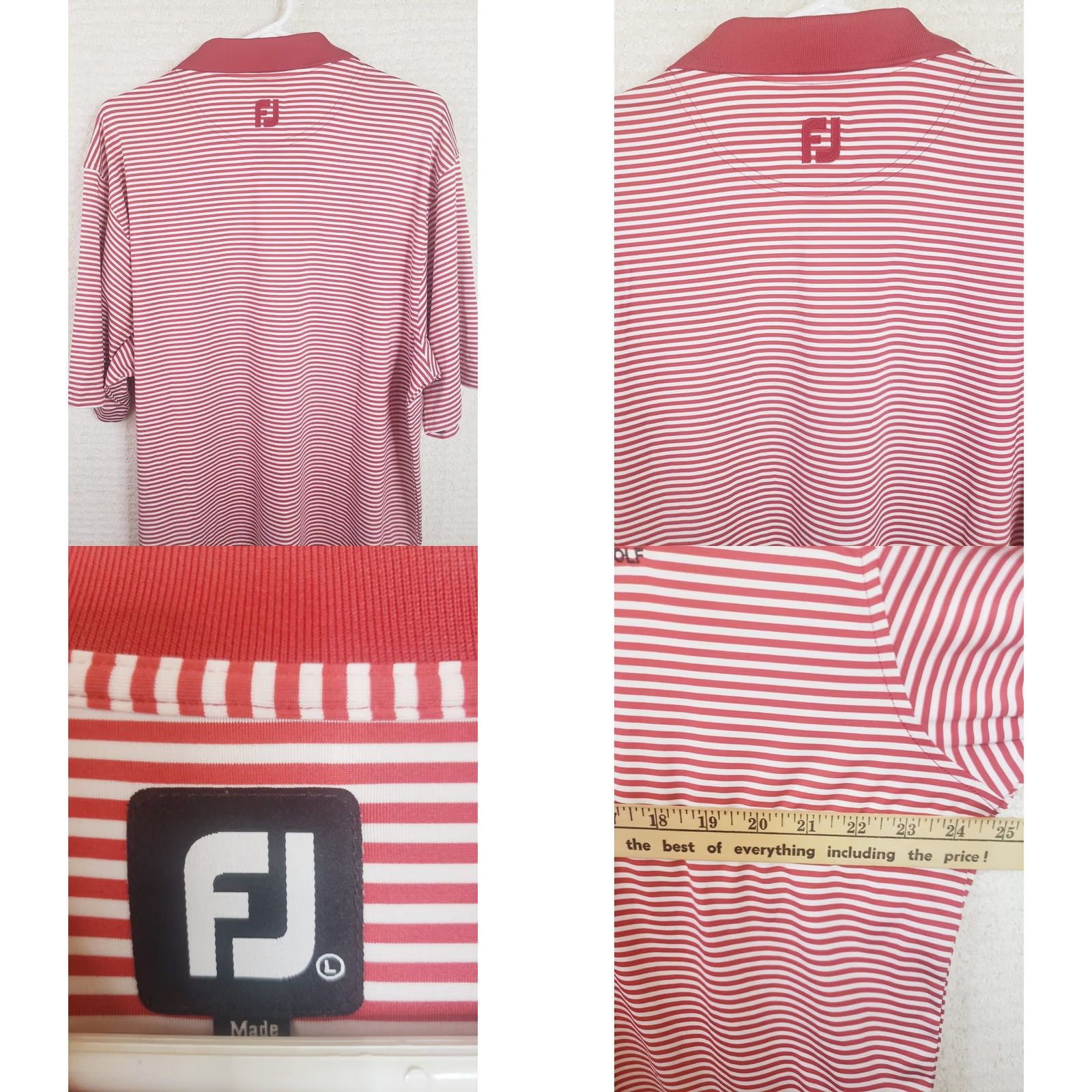 Footjoy FootJoy Polo Shirt Men's L Multicolor Striped USMC Logo Performance Stretch Breathable Moisture Wicking Golf Tee Polo Shirt Size US L / EU 52-54 / 3 - 8 Thumbnail