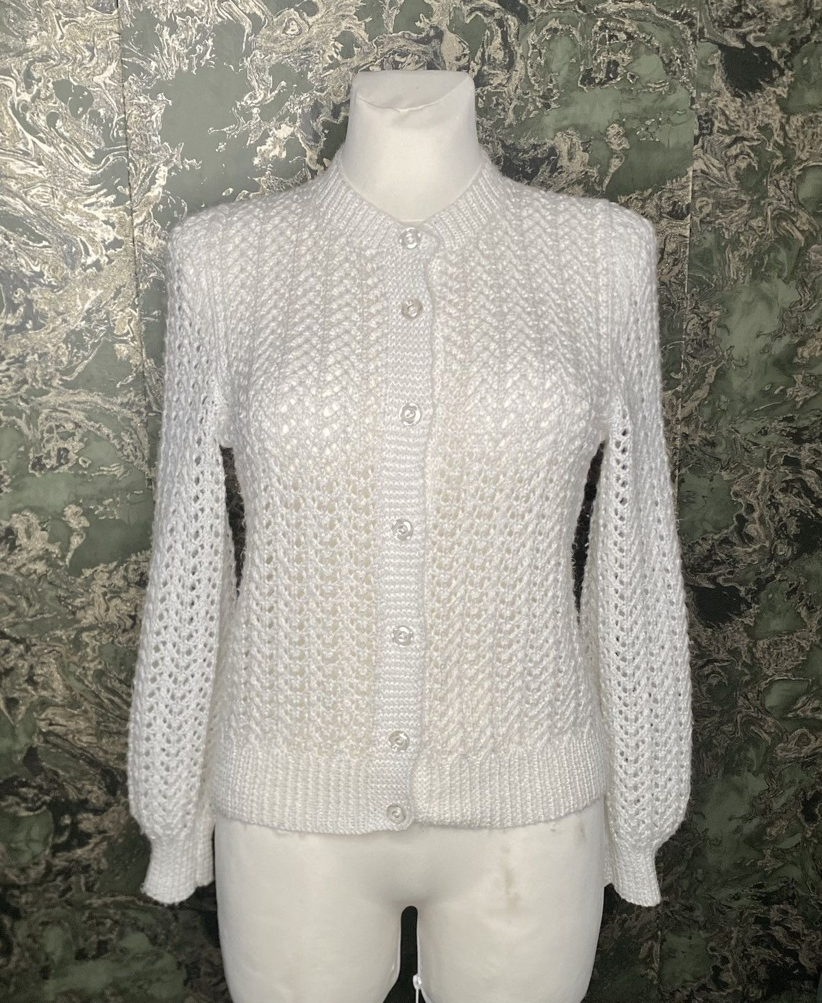 Vintage Vintage White Basic sweater Cardigan thin, transparent lace Size S / US 4 / IT 40 - 3 Thumbnail