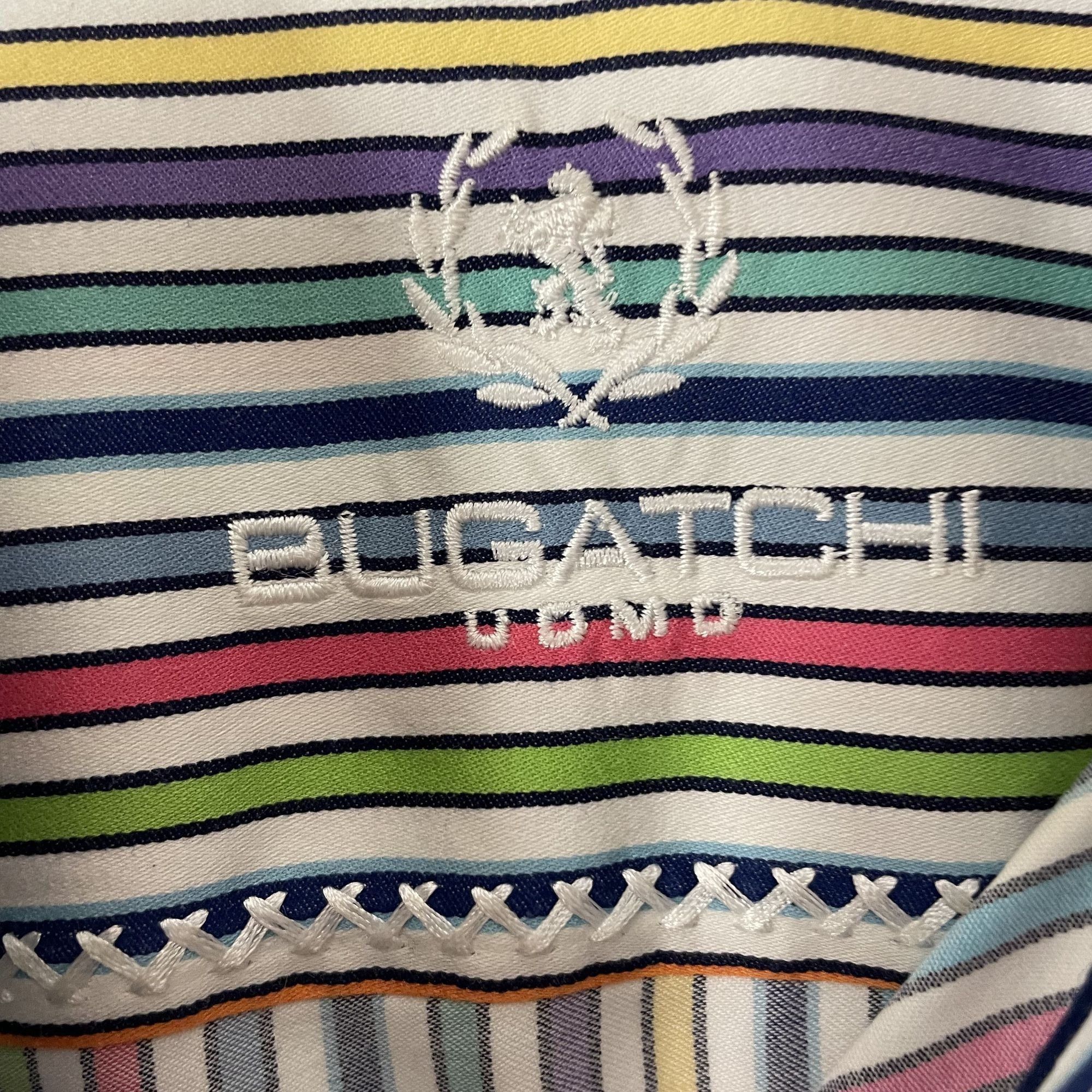 BUGATCHI Bugatchi Bold RAINBOW STRIPE Button Up Spread Collar Shirt Size US L / EU 52-54 / 3 - 5 Thumbnail