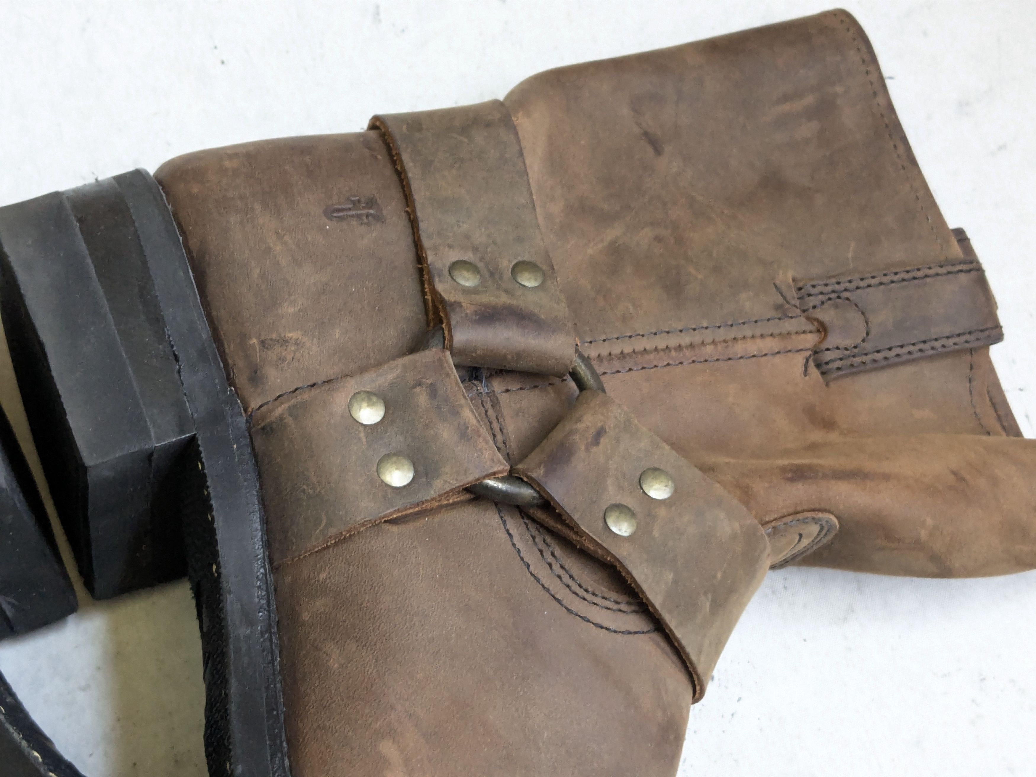 Frye Frye Harness Brown Leather 11.5 M Leather Buckle Size US 11.5 / EU 44-45 - 9 Thumbnail