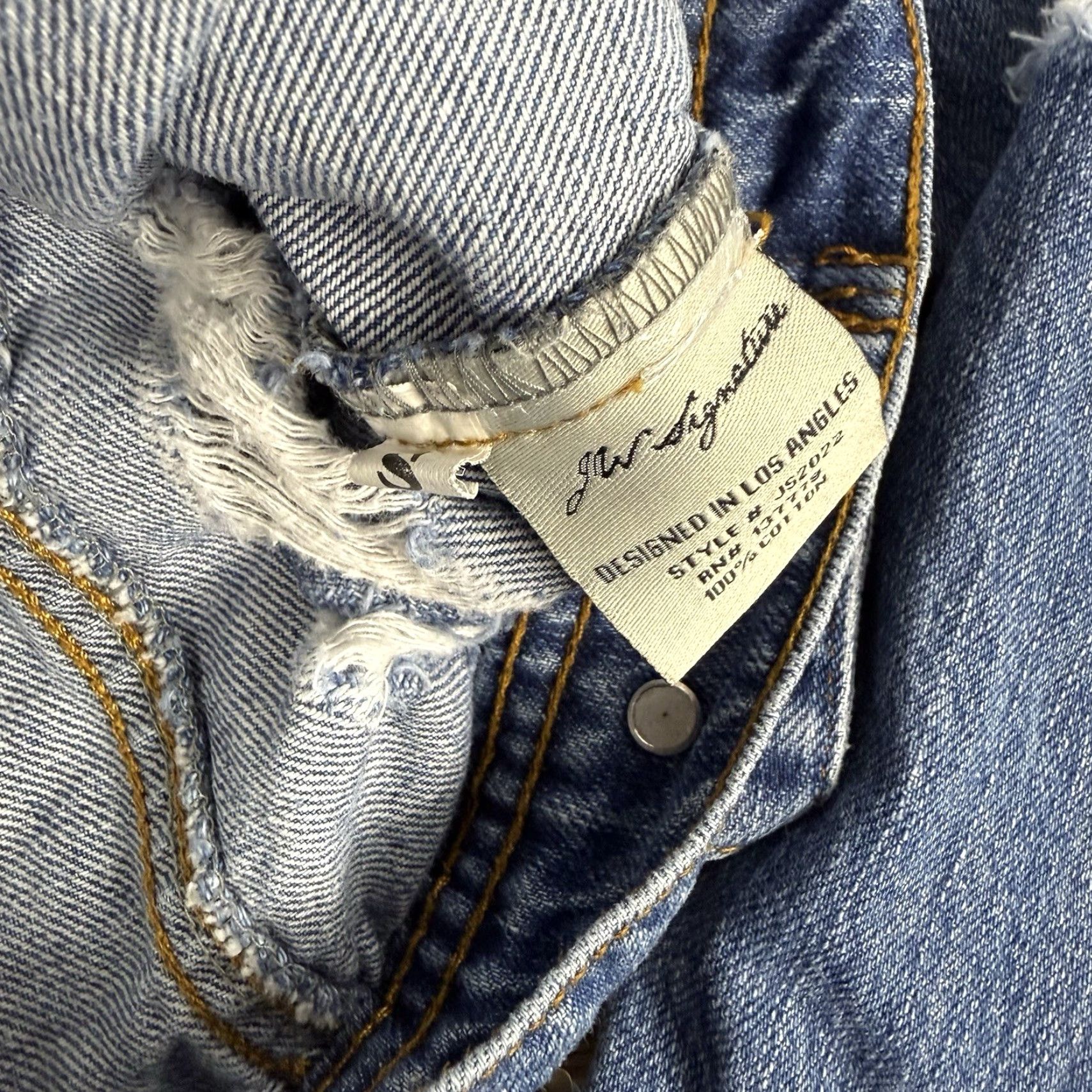 Vintage VINTAGE JW Signature Denim Jacket Womens Small Blue Cropped Distressed Cotton Denim Jacket S Womens Size 28" / US 6 / IT 42 - 3 Thumbnail