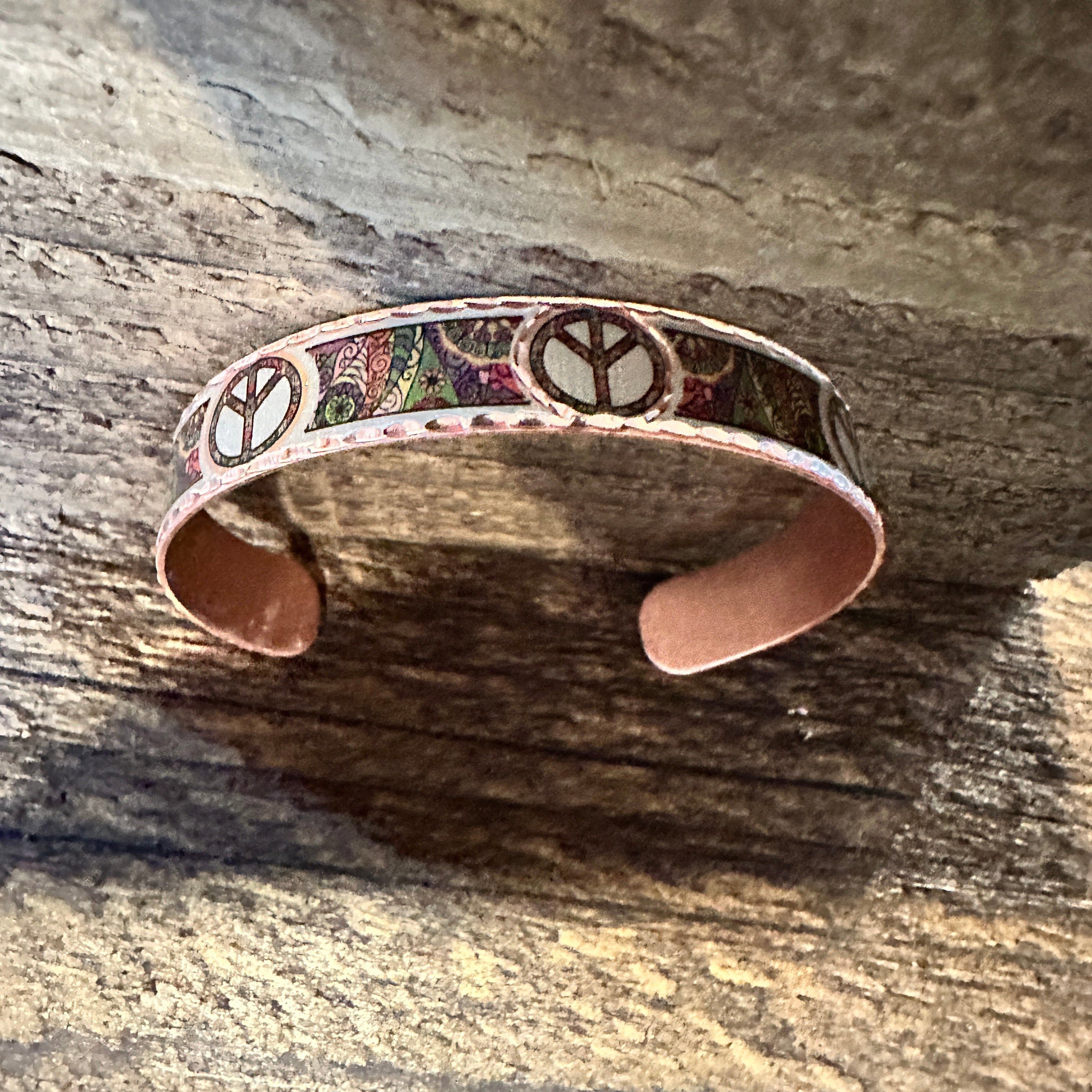 Other Handmade Boho Copper Narrow Cuff Bracelet, Diamond Cut Hippi Size ONE SIZE - 7 Thumbnail
