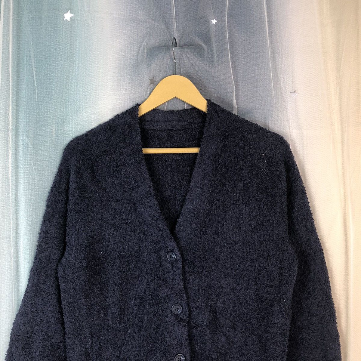 Aran Isles Knitwear × Homespun Knitwear × Japanese Brand Uniqlo Dark Blue Mohair Cardigan #894 Size M / US 6-8 / IT 42-44 - 2 Thumbnail