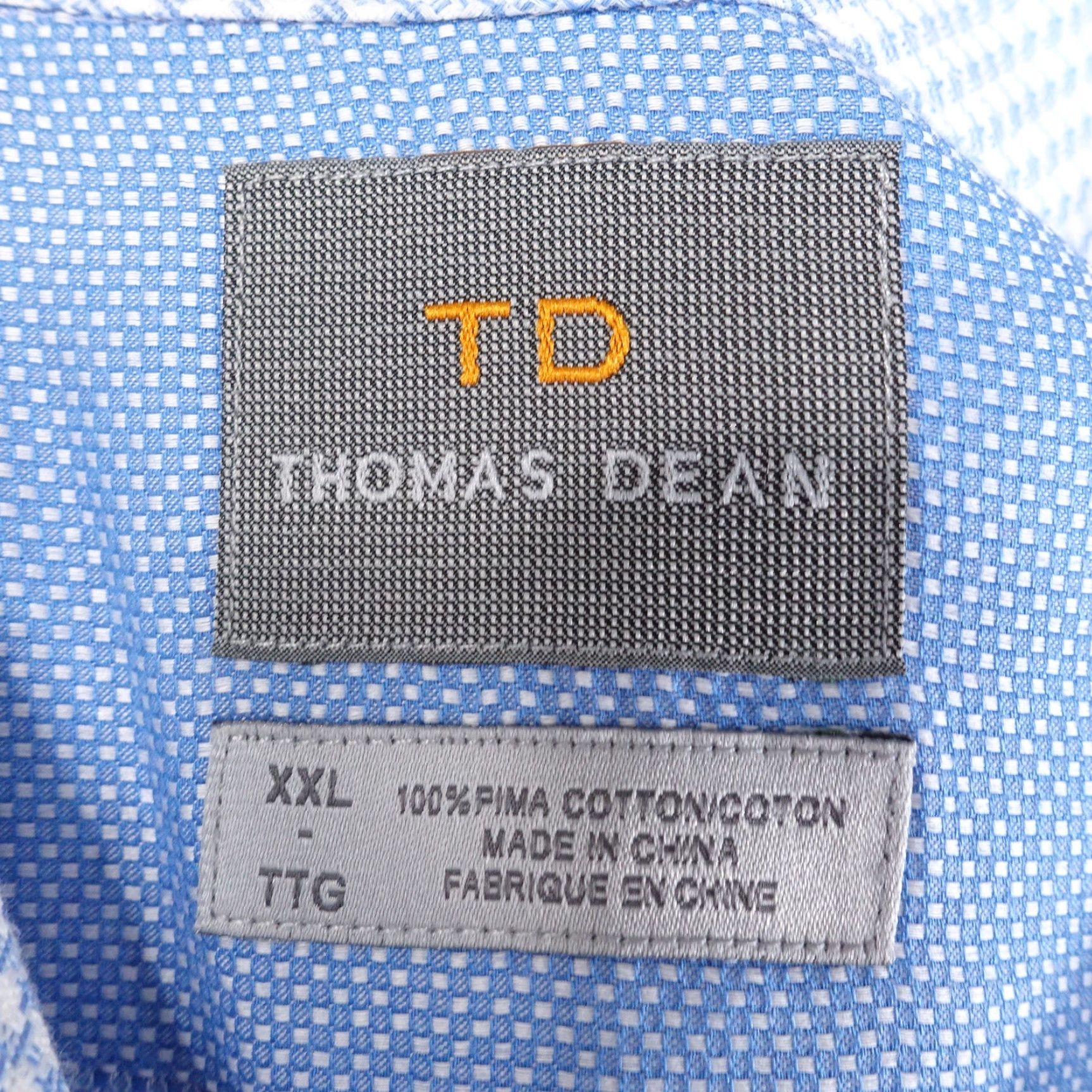 Vintage VINTAGE Thomas Dean Men's Button-Down Shirt Long Sleeve Pima Cotton Blue 2XL Fall Winter Ladies Size US XXL / EU 58 / 5 - 8 Thumbnail