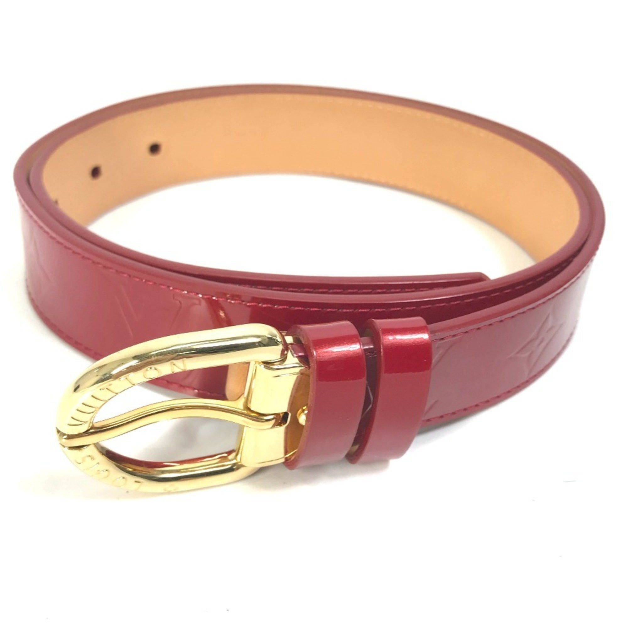 LOUIS VUITTON M6980U Monogram Vernis Santur Belt Women's Pomme d'Amour Red