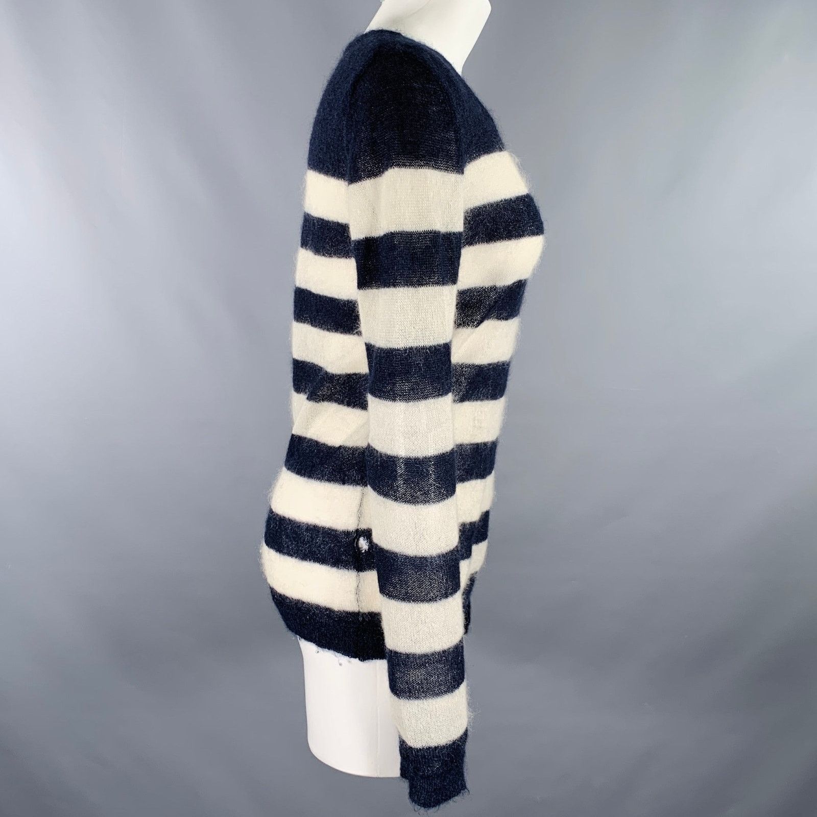 Scotch & Soda SCOTCH AND SODA Size M Navy Cream Stripe Crew Neck Pullover Size M / US 6-8 / IT 42-44 - 2 Thumbnail