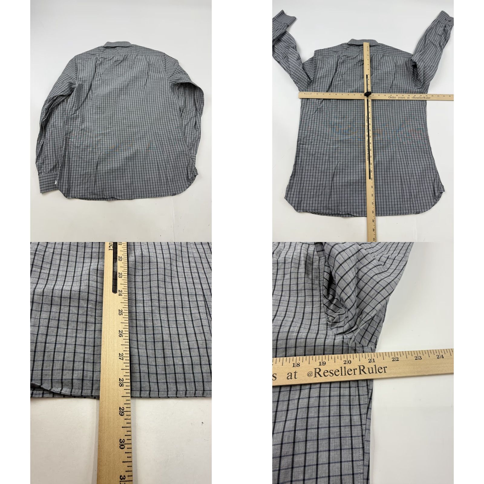 John Varvatos John Varvatos Shirt Mens 15.5 34/35 Gray Check Slim Fit Long Sleeve Dress Top Size US L / EU 52-54 / 3 - 8 Thumbnail