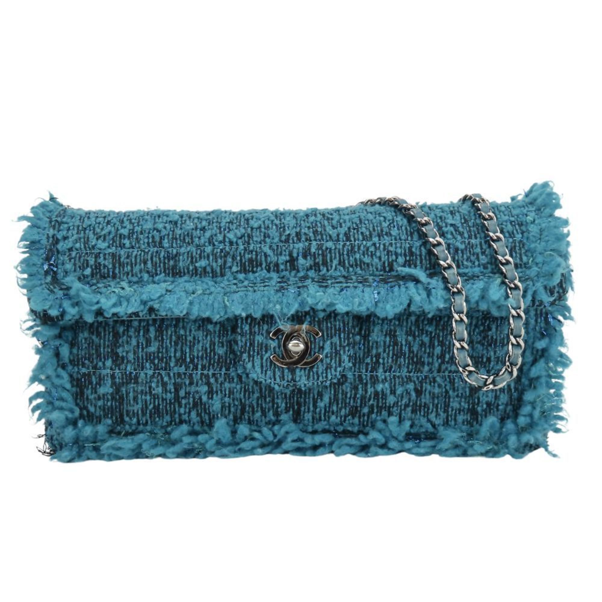 Chanel Shoulder Bag Chain Tweed Blue Coco Mark 7Th Series Women's Chanel