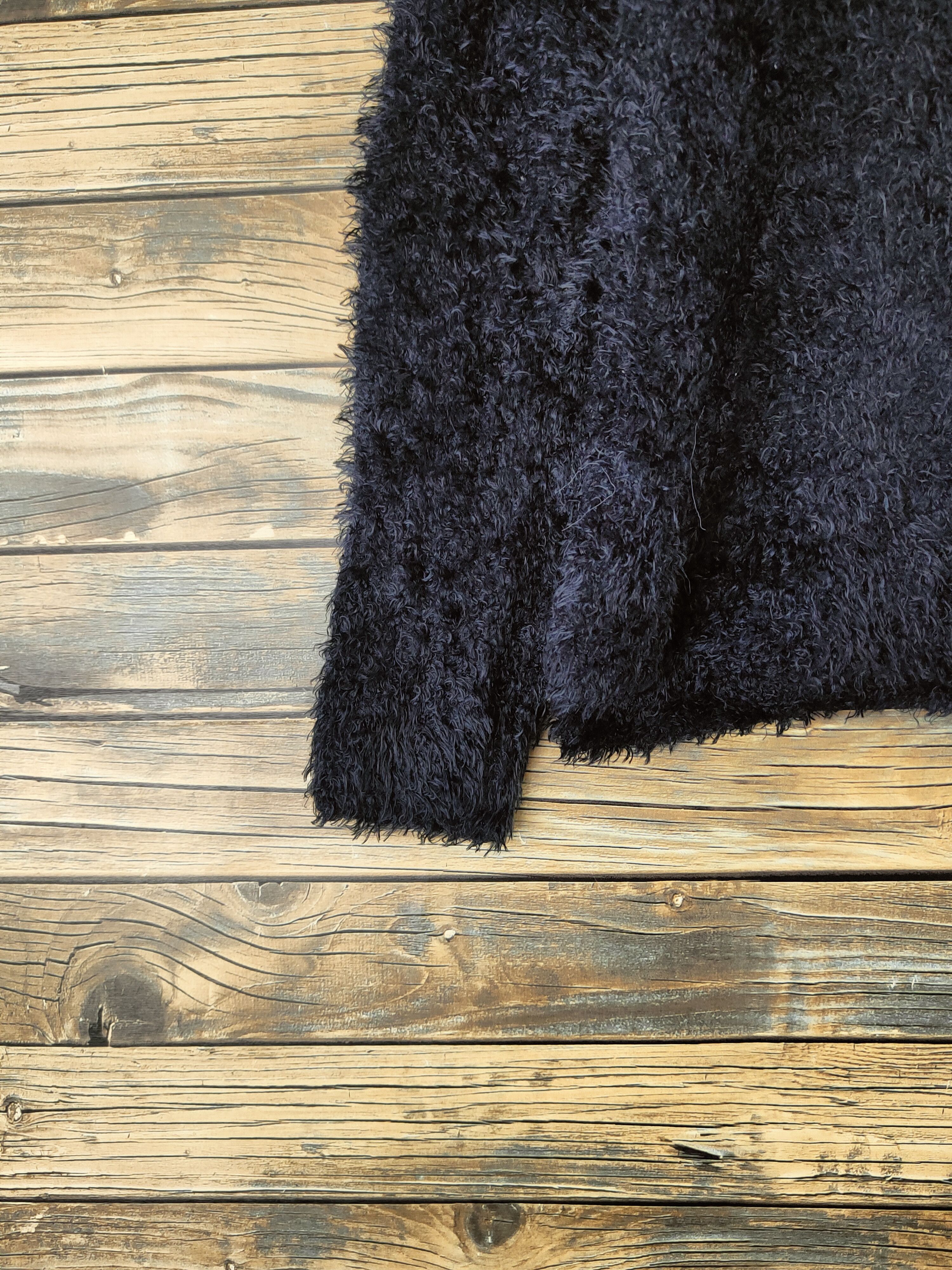Japanese Brand DL Chocol Raffine Black Fur Mohair Knitwear #46-467 Size M / US 6-8 / IT 42-44 - 4 Thumbnail