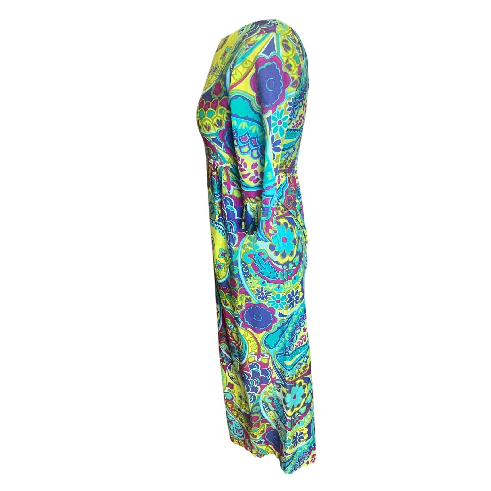 Vintage Vintage 60’s Blue Green Psychedelic Groovy Dress XS Small Size S / US 4 / IT 40 - 7 Thumbnail