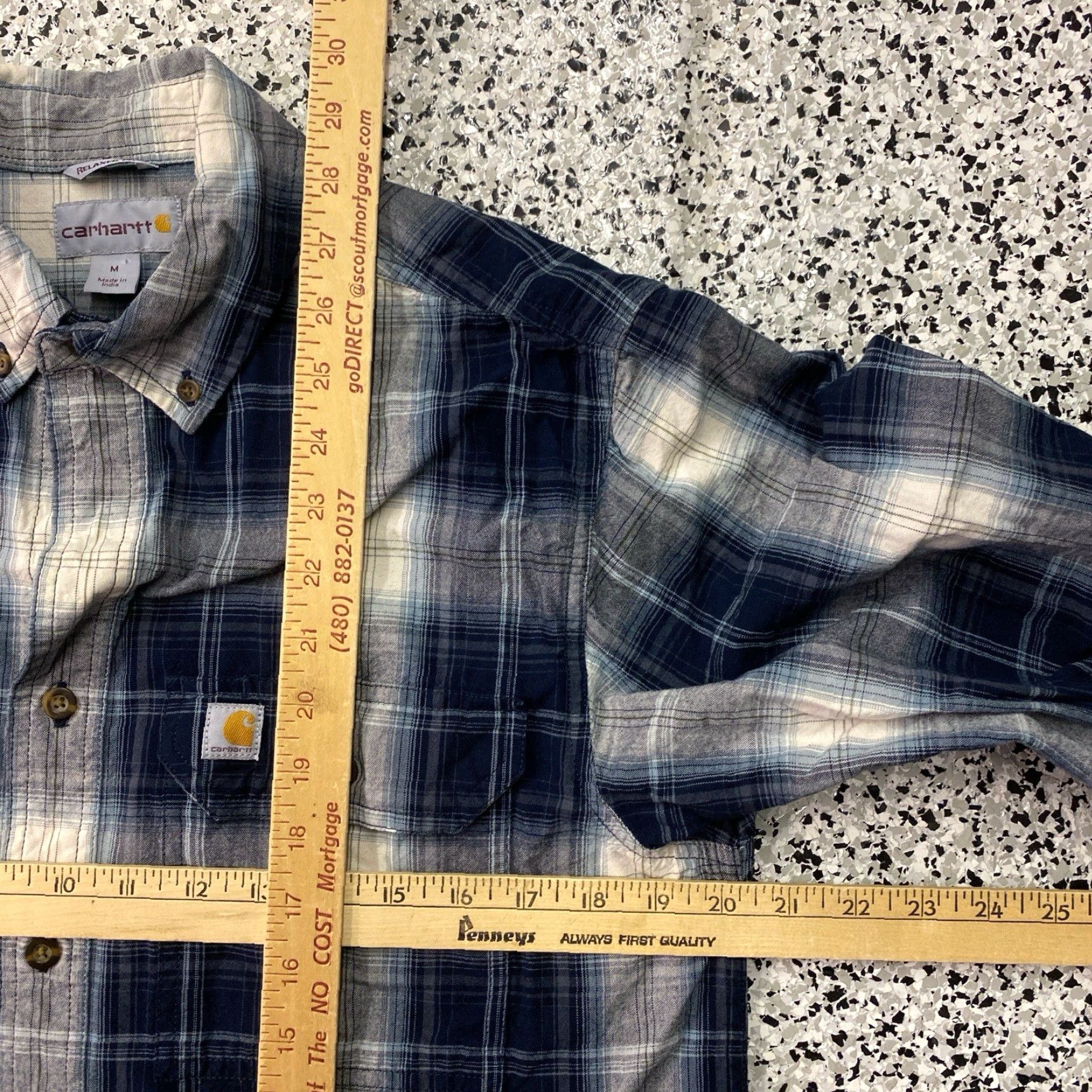 Carhartt Carhartt Mens Flannel Shirt Relaxed Fit Long Sleeve Blue White Check Plaid M Size US M / EU 48-50 / 2 - 3 Thumbnail