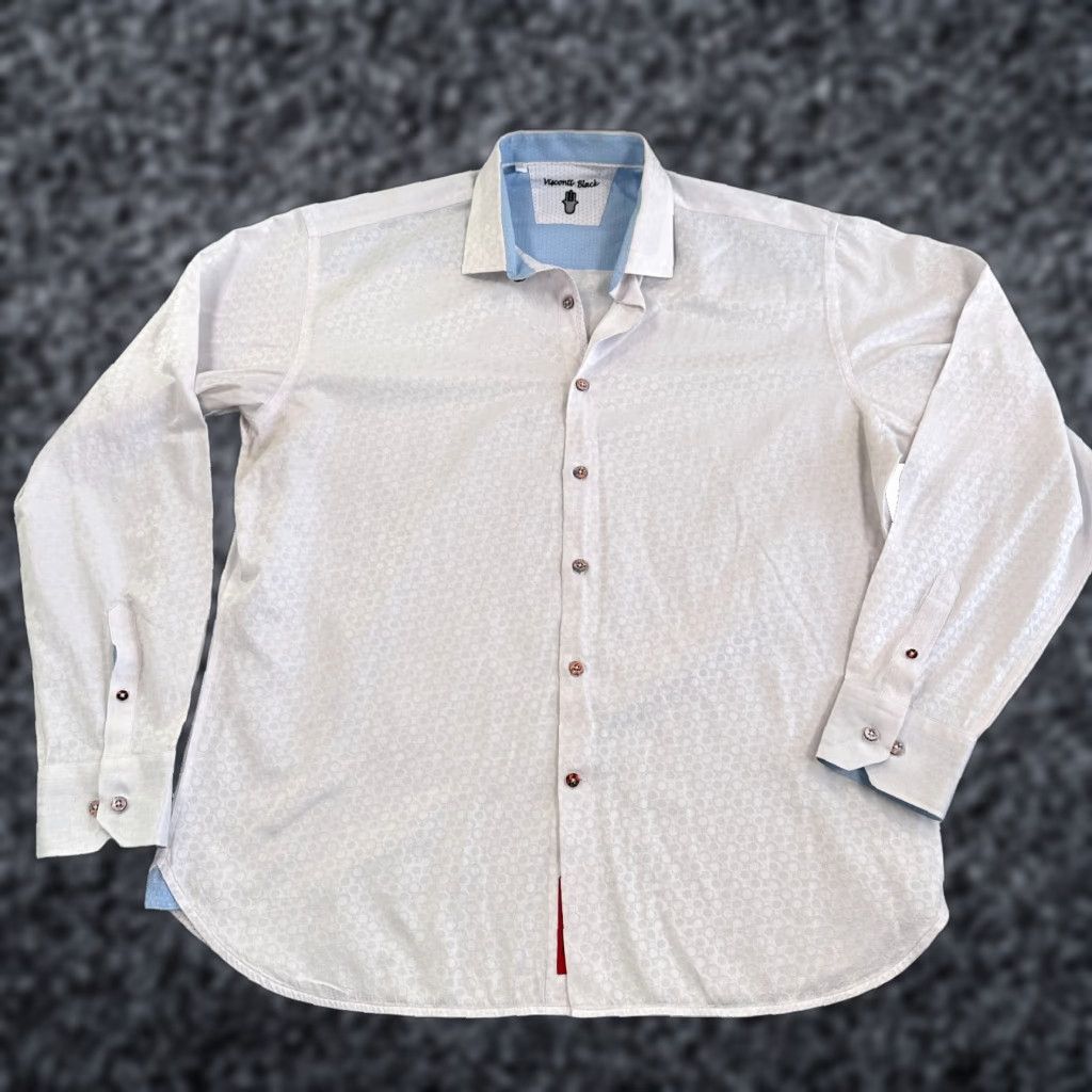 Vintage VINTAGE? No — Visconti Black Button-Up Shirt White XL Long Sleeve Collared Button-Up Men’s Regular XL White Visconti Black Classic Solid Casual Travel Size 46R - 1 Thumbnail