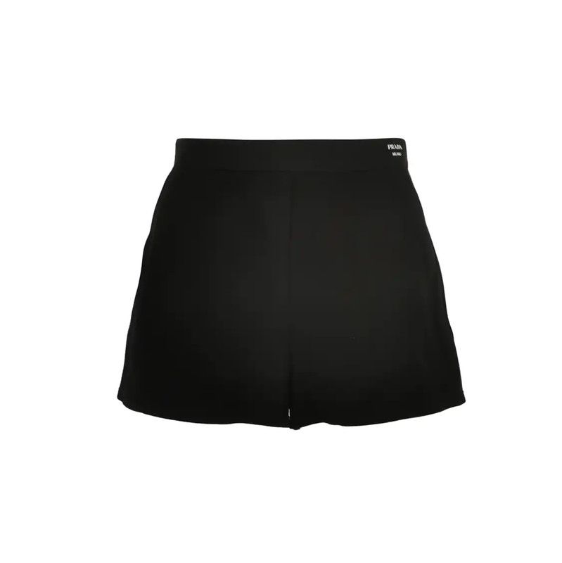 Prada Prada Black Polyester Embroidered Brand Logo Shorts Size 27" / US 4 / IT 40 - 1 Thumbnail