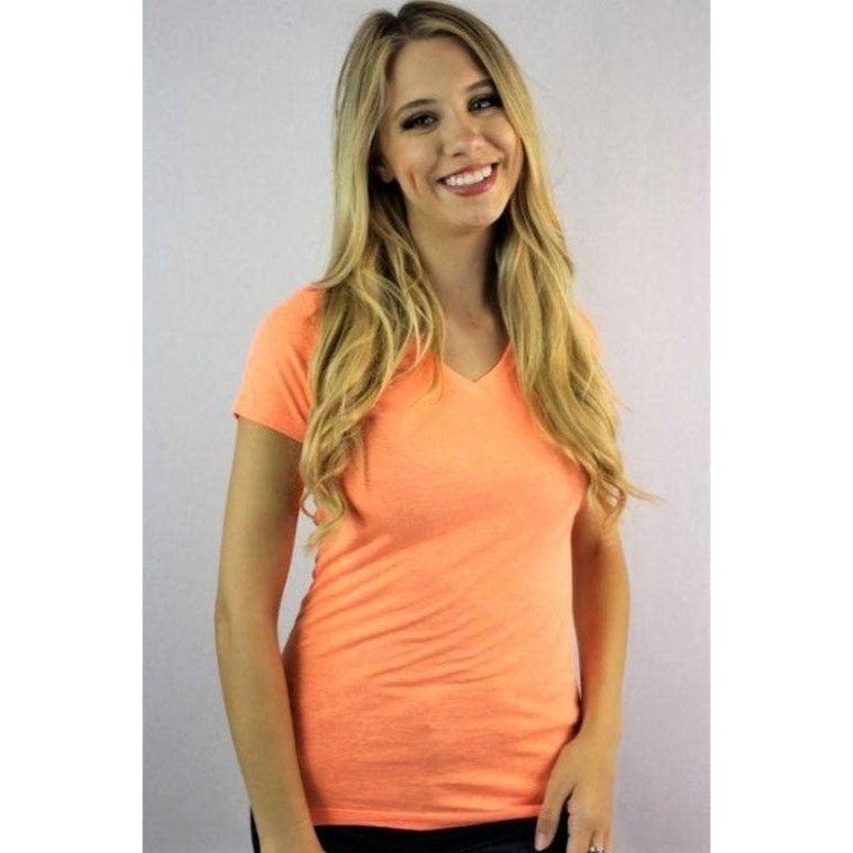 Other Women's V-Neck Short Sleeve Shirt - Neon Heather Orange Medi Size M / US 6-8 / IT 42-44 - 1 Preview