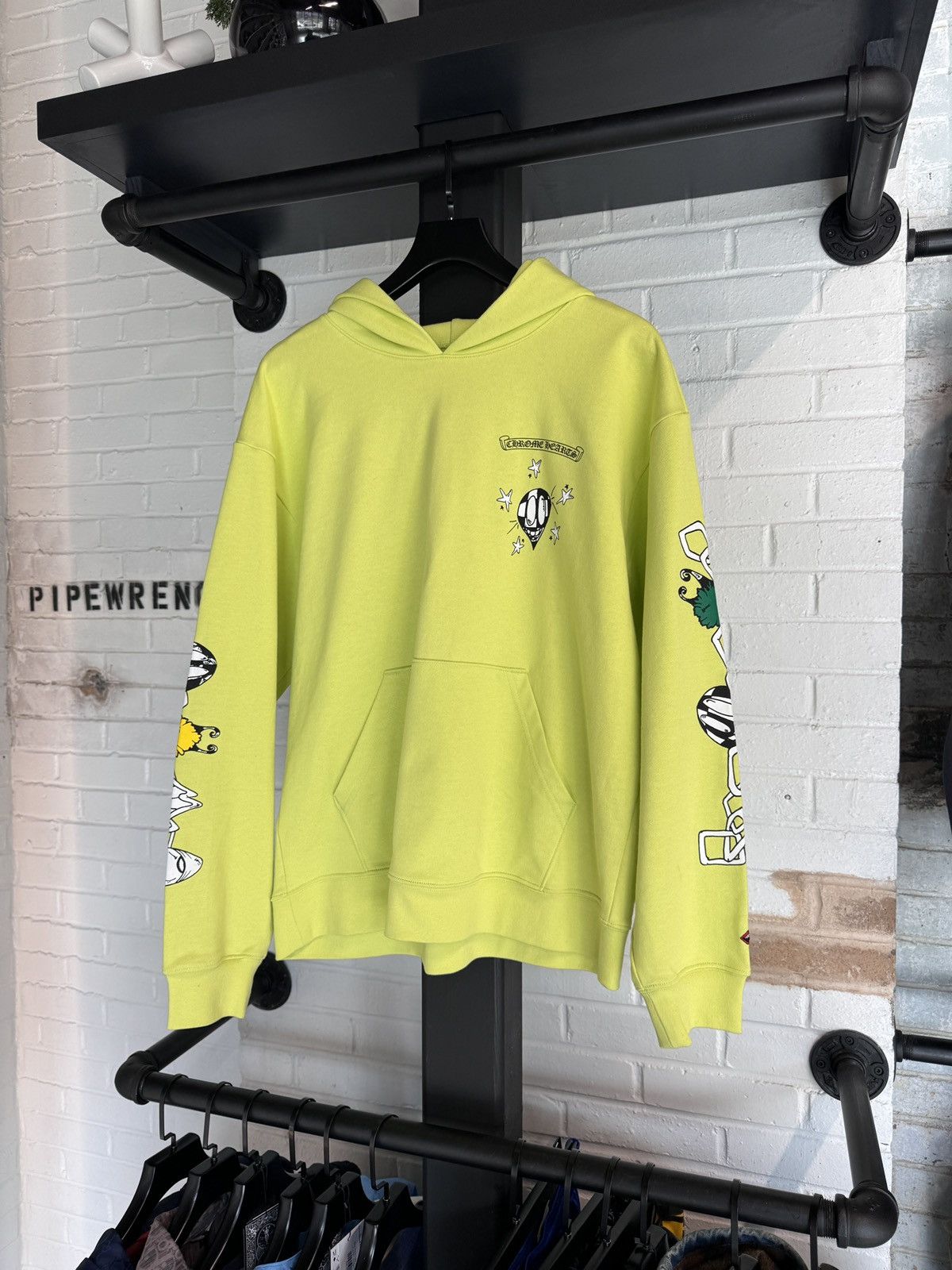 image of Chrome Hearts Matty Boy Link Hoodie Lime Green, Men's (Size XL)