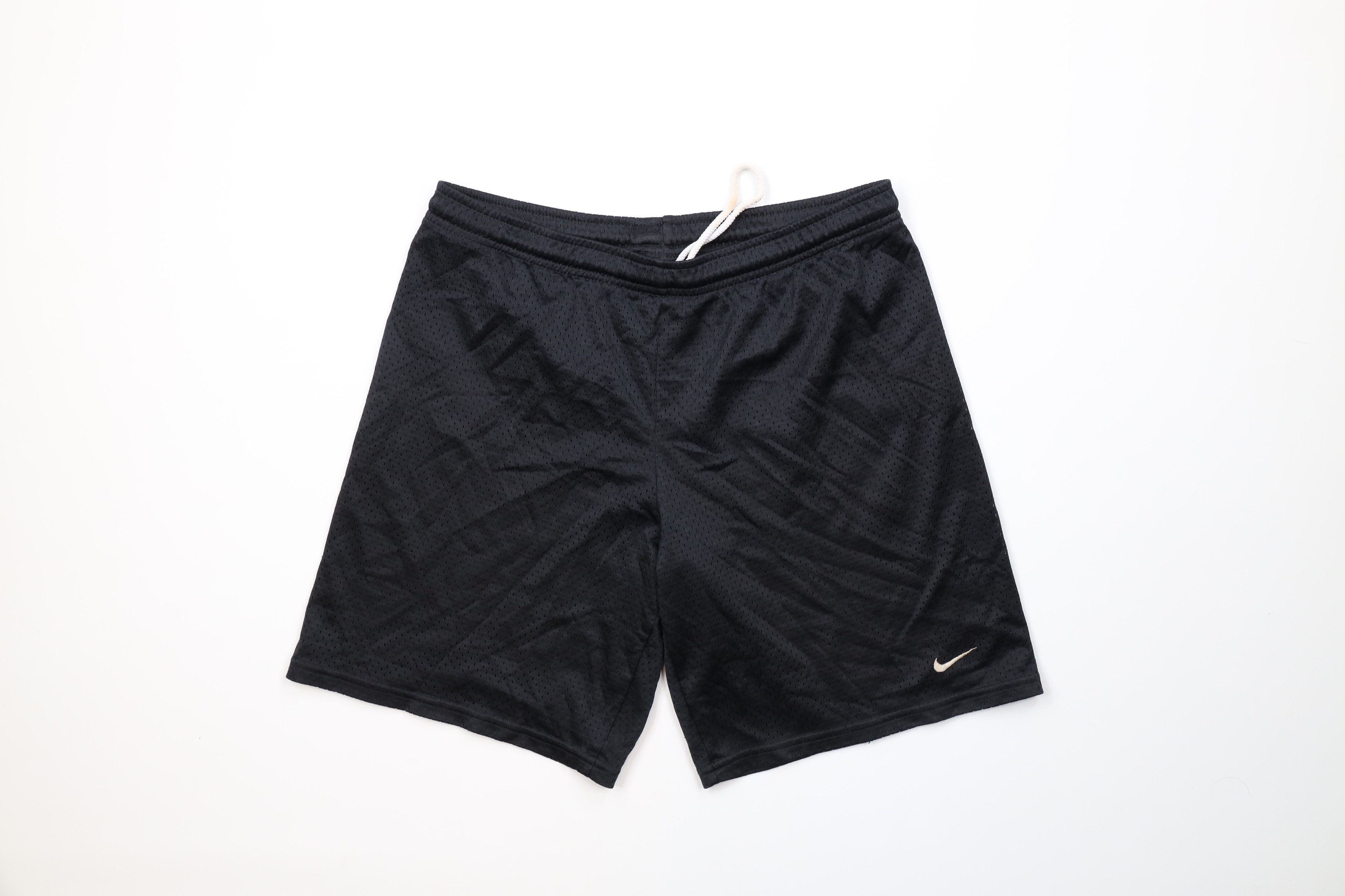 Nike × Vintage Vintage 90s Nike Mini Swoosh Above Knee Mesh Shorts Black Size US 34 / EU 50 - 1 Thumbnail