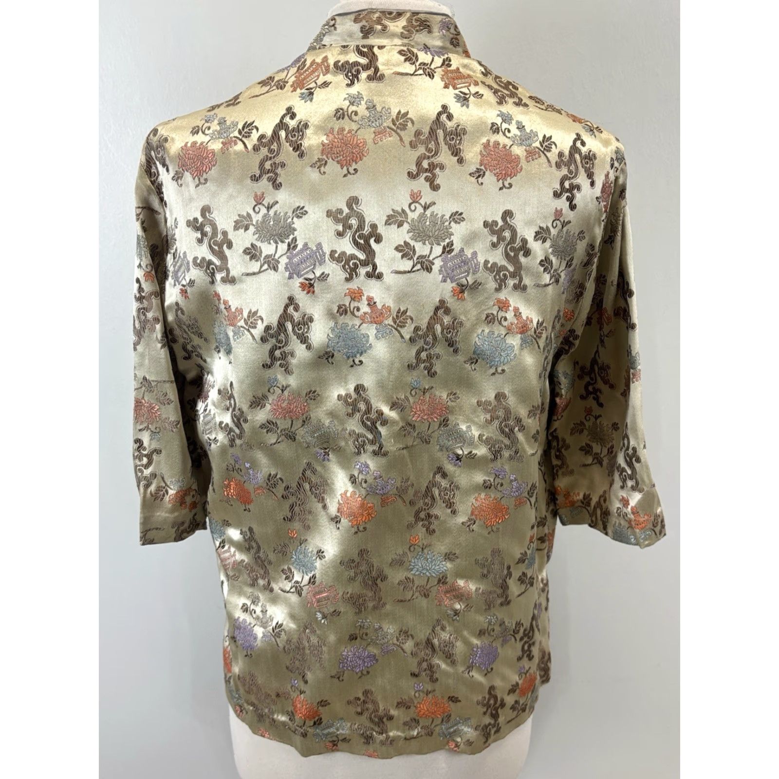 Vintage VINTAGE Evelyn Pearson 1960s Satin Brocade Outfit Set Lounging Apparel Size 40 Blue Womens Size 4XL / US 24-26 - 4 Thumbnail