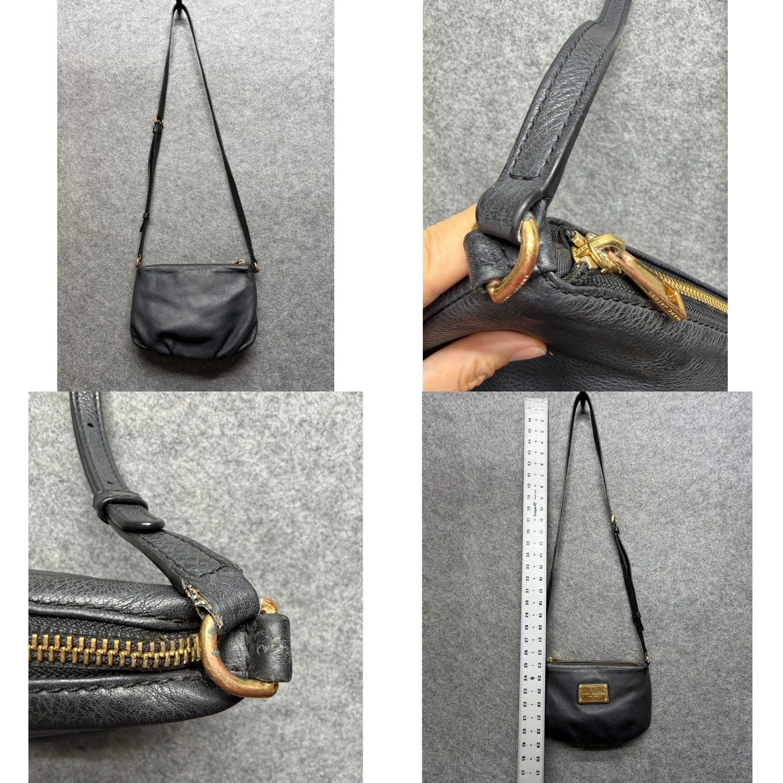 Marc Jacobs Marc Jacobs Black Pebbled Leather Crossbody Bag Gold Logo Plaque Small Jacket? Size ONE SIZE - 9 Thumbnail