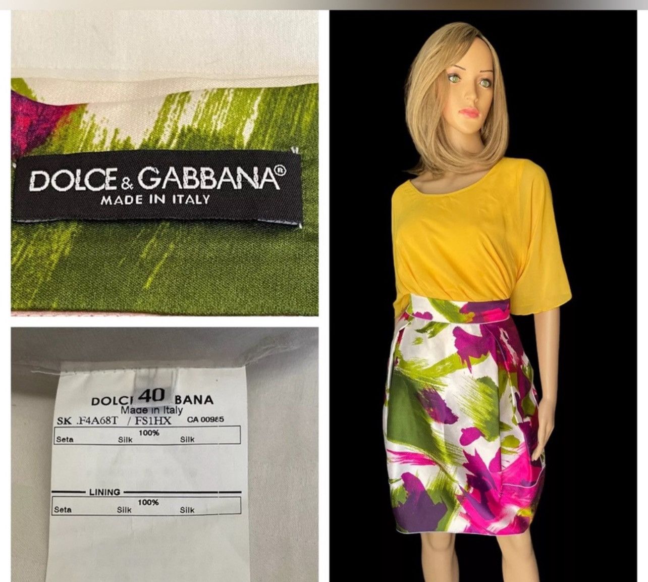 Dolce & Gabbana DOLCE & Gabbana Runway 2008 Abstract Floral Midi Skirt Size 27" / US 4 / IT 40 - 5 Thumbnail