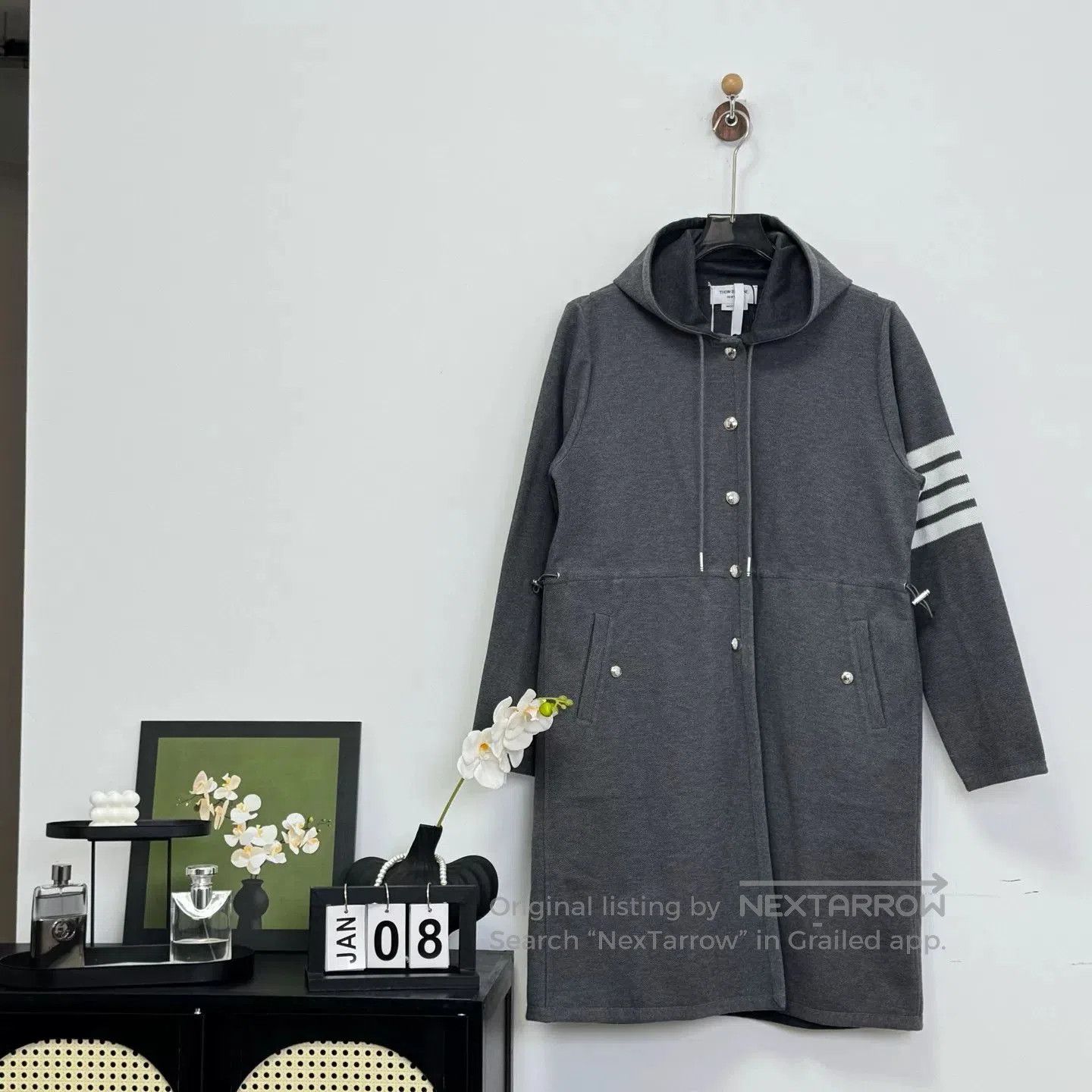 Thom Browne Thom Browne Gray Striped Trench Coat. Size US XS / EU 42 / 0 - 1 Thumbnail