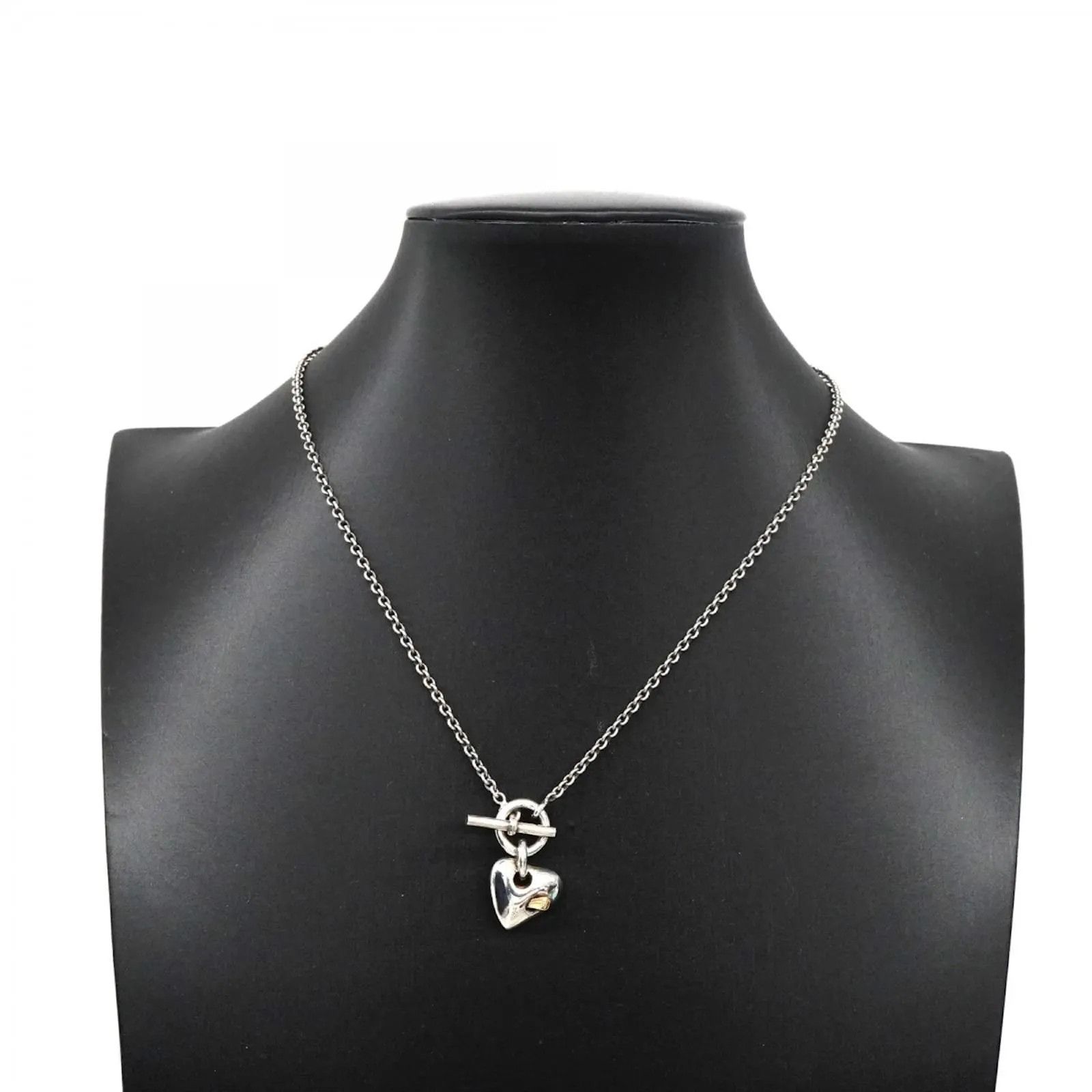 Hermes × Vintage Hermès Silver 925 Broken Heart Pendant Signature Necklace Size ONE SIZE - 2 Thumbnail