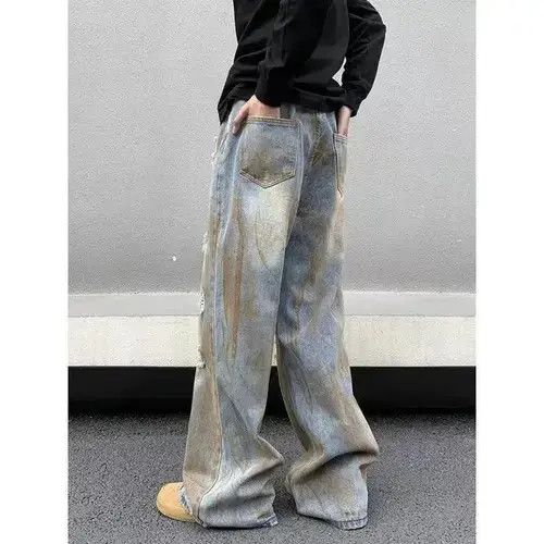 Designer × Japanese Brand × Jean Hole Tie-dye Distress Wide Leg Jeans Size US 34 / EU 50 - 2 Thumbnail