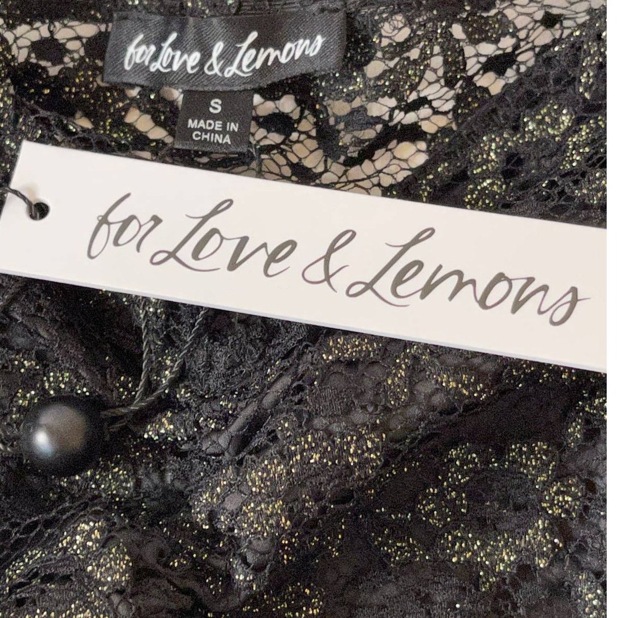 For Love & Lemons For Love & Lemons Joanna Mini Dress Black Gold Lace Small Size S / US 4 / IT 40 - 9 Thumbnail