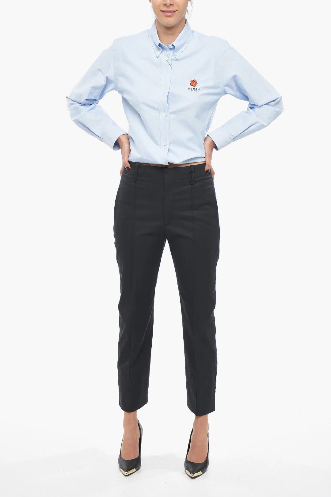 Bottega Veneta og1mm0426 Cotton Twill Tapered Pant in Blue Size 27" / US 4 / IT 40 - 4 Thumbnail