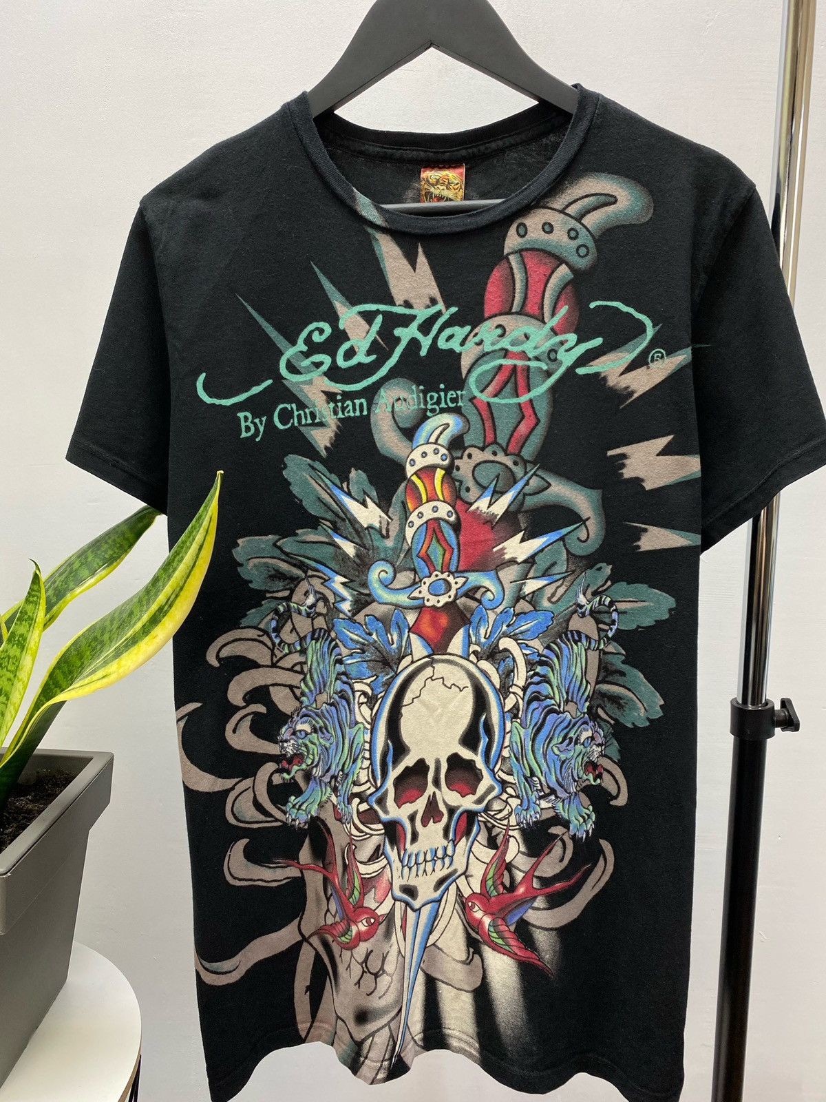 Christian Audigier Christian Audigier Crazy Y2K Ed Hardy Skull T-Shirt Vintage Size US L / EU 52-54 / 3 - 10 Thumbnail