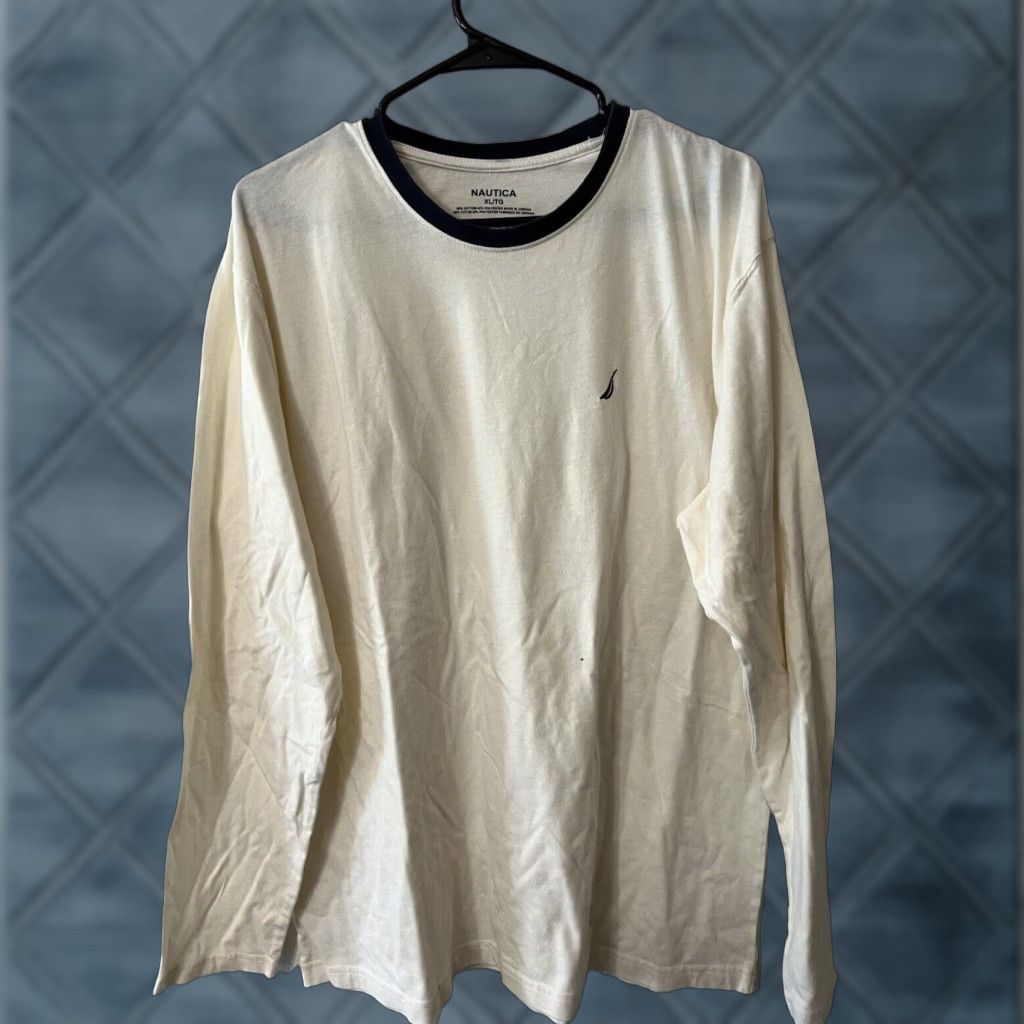 Nautica Nautica XL Long Sleeve Cream Pullover Sweater for Men - Solid Knit, Lightweight, Classic Size US XL / EU 56 / 4 - 1 Thumbnail