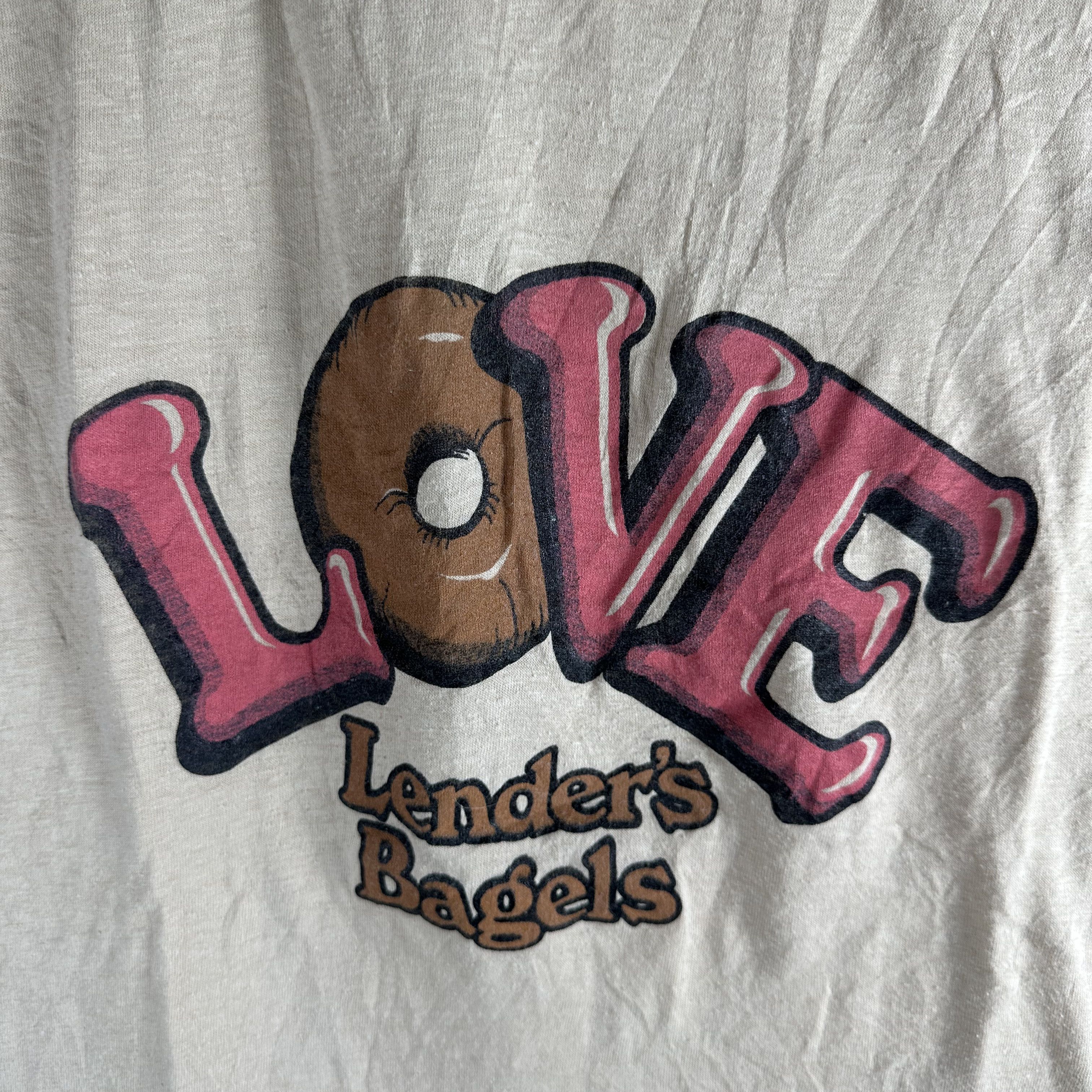 Vintage Vintage 1970s/80s Lender's Bagels Love Single Stitch T-shirt Size US XS / EU 42 / 0 - 2 Thumbnail