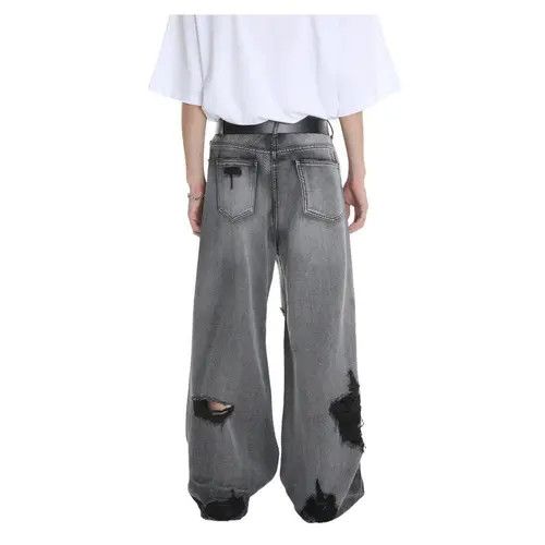 Japanese Brand × Jean Gray Baggy Distressed Jeans, Ripped Jeans Size US 30 / EU 46 - 3 Thumbnail