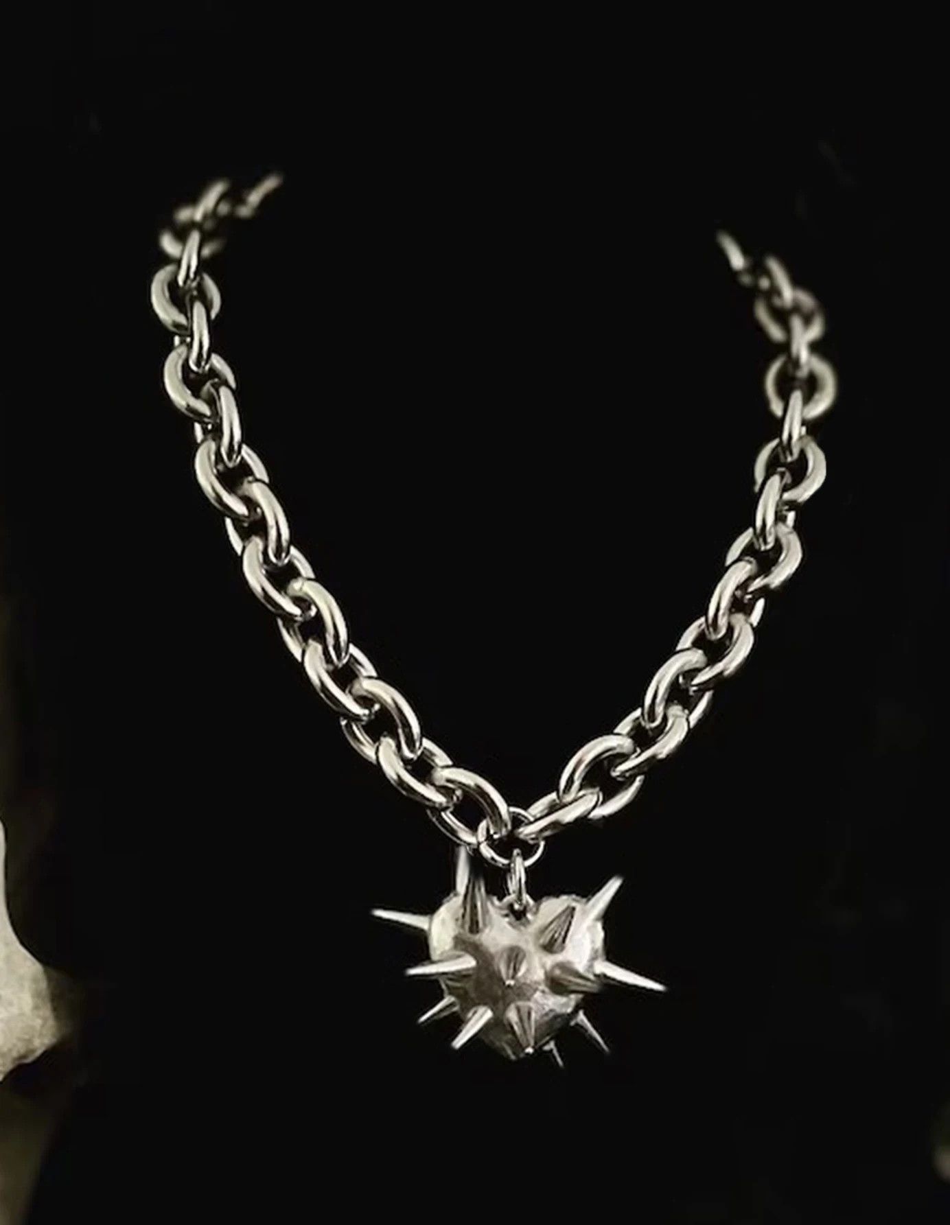 Jewelry Heart Spike Circular Geometry Chain Gothic Necklace Size ONE SIZE - 2 Thumbnail