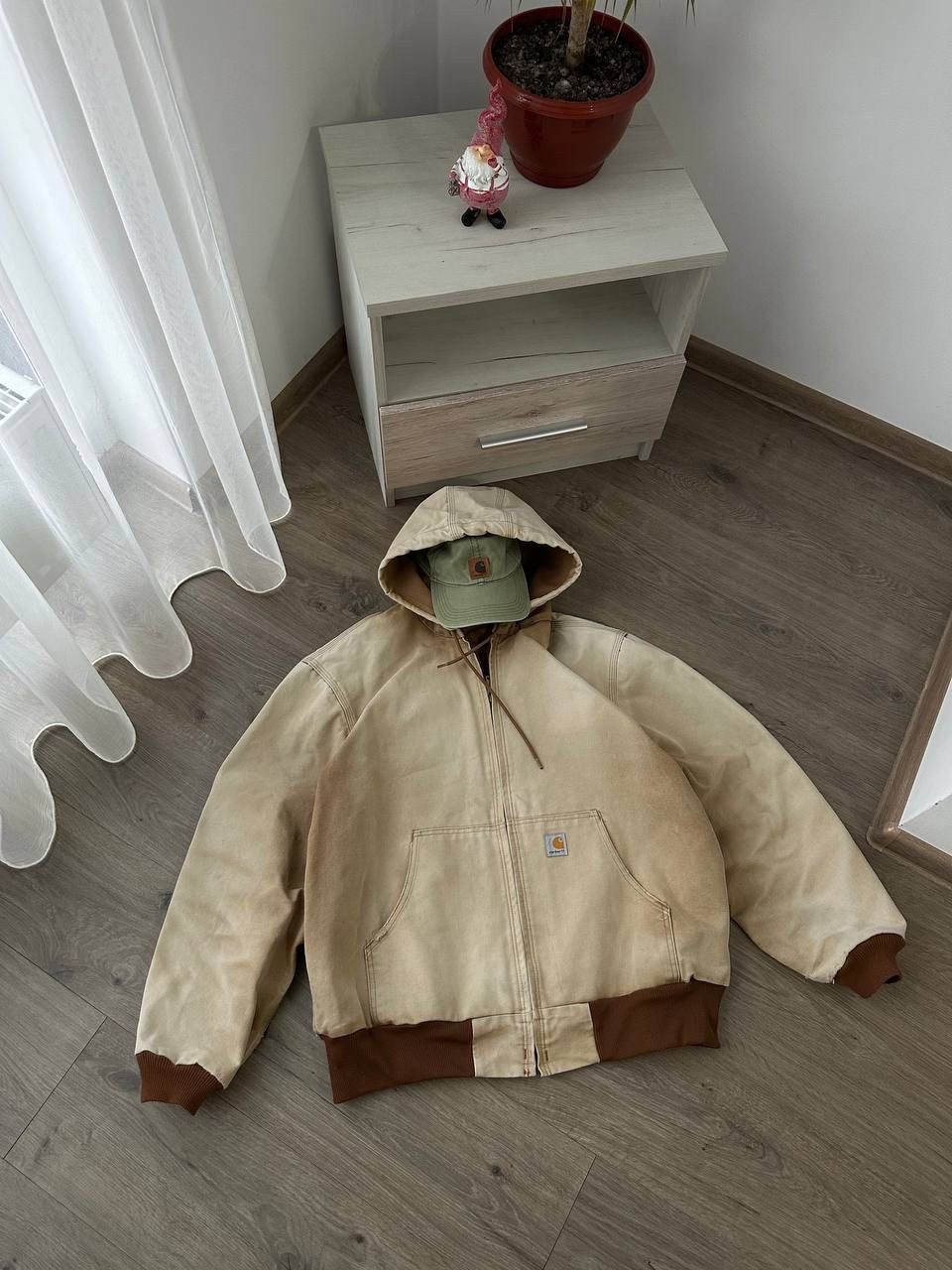 Carhartt × Carhartt Wip × Vintage Vintage Carhartt Active Detroit Denim Beige Faded Jacket Size L / US 10 / IT 46 - 2 Thumbnail