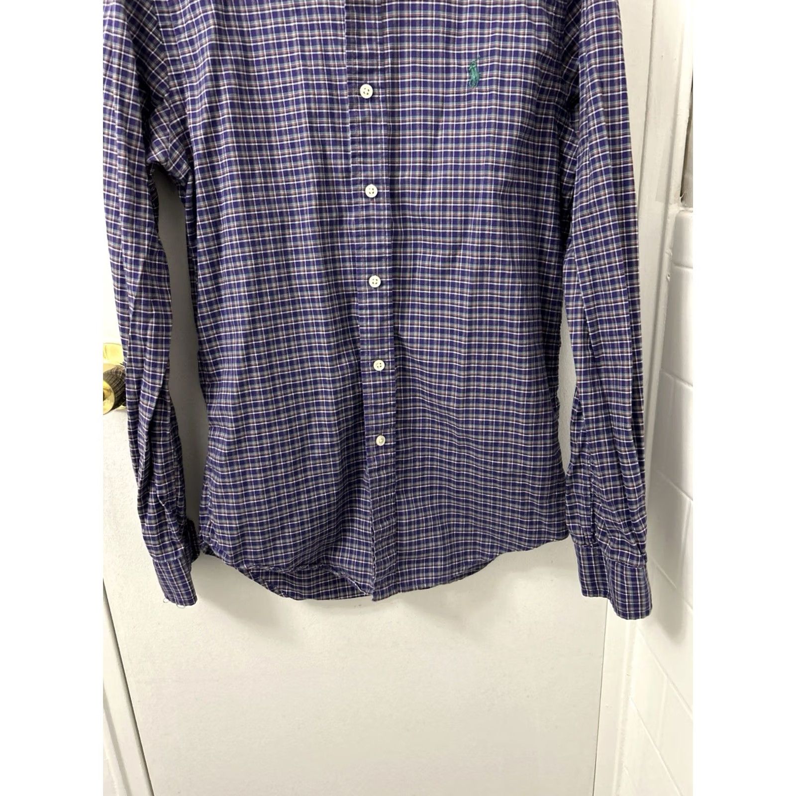 Ralph Lauren Ralph Lauren Shirt Mens Small Purple Plaid Slim Fit Button-Down Green Pony L/S Size US S / EU 44-46 / 1 - 3 Thumbnail
