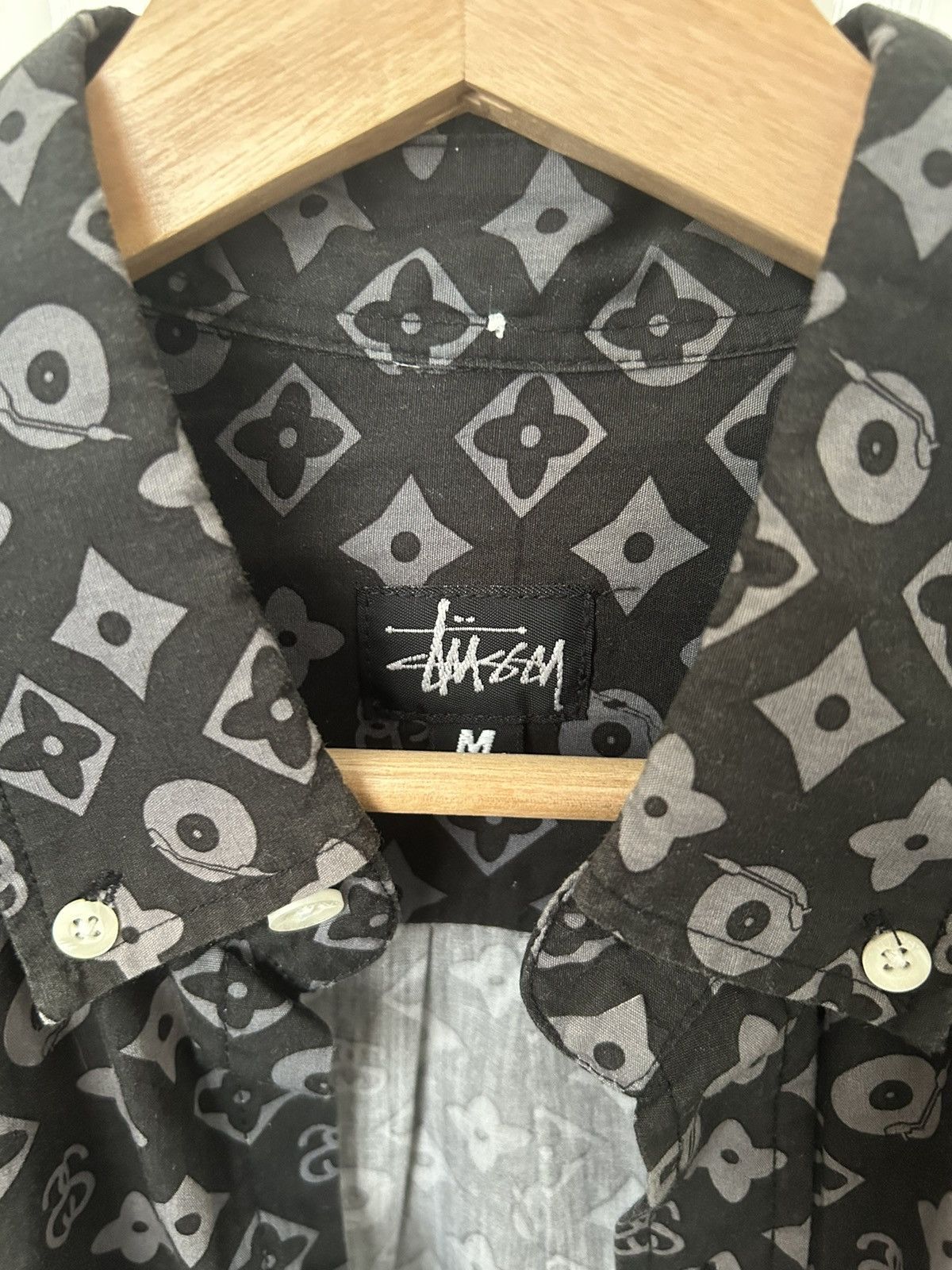 Stussy LV Louis Vuitton monogram parody short sleeve shirt
