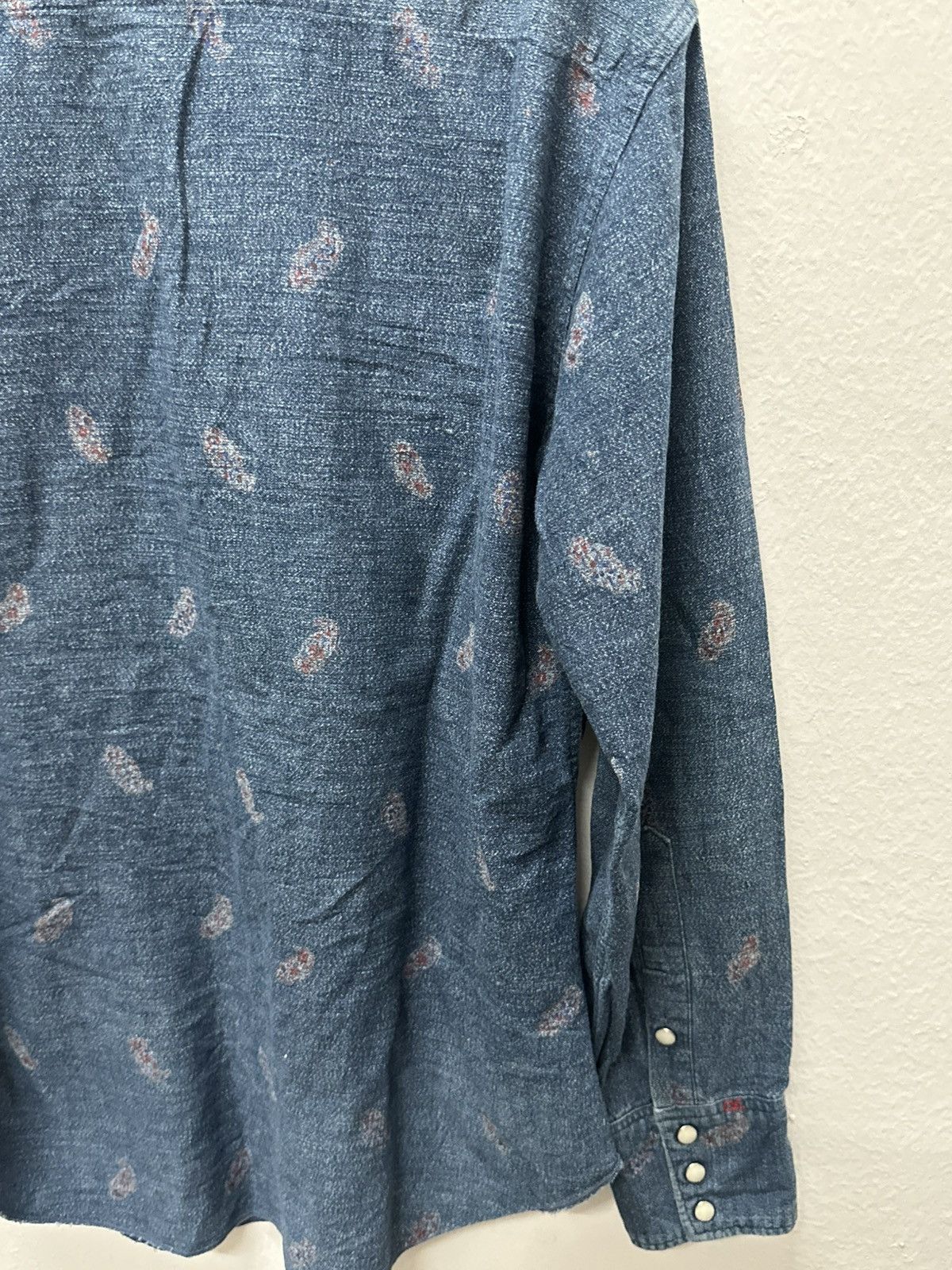 45rpm 45R/45RPM☆Indigo Dyed Paisley L/S Western Snap Button Size US M / EU 48-50 / 2 - 16 Thumbnail